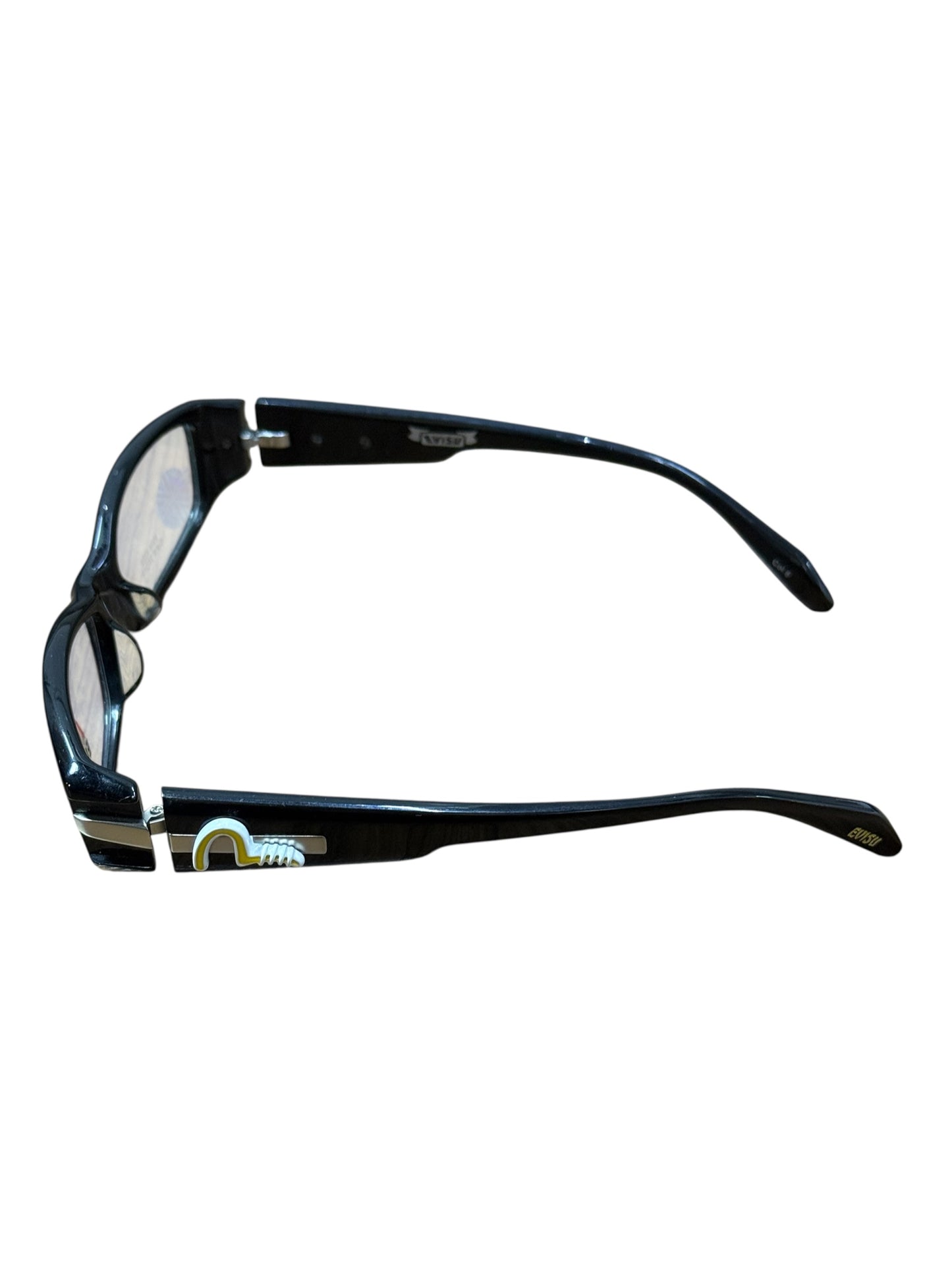 Vintage Y2K Evisu Eyeglasses Frame Slim Rectangle Black