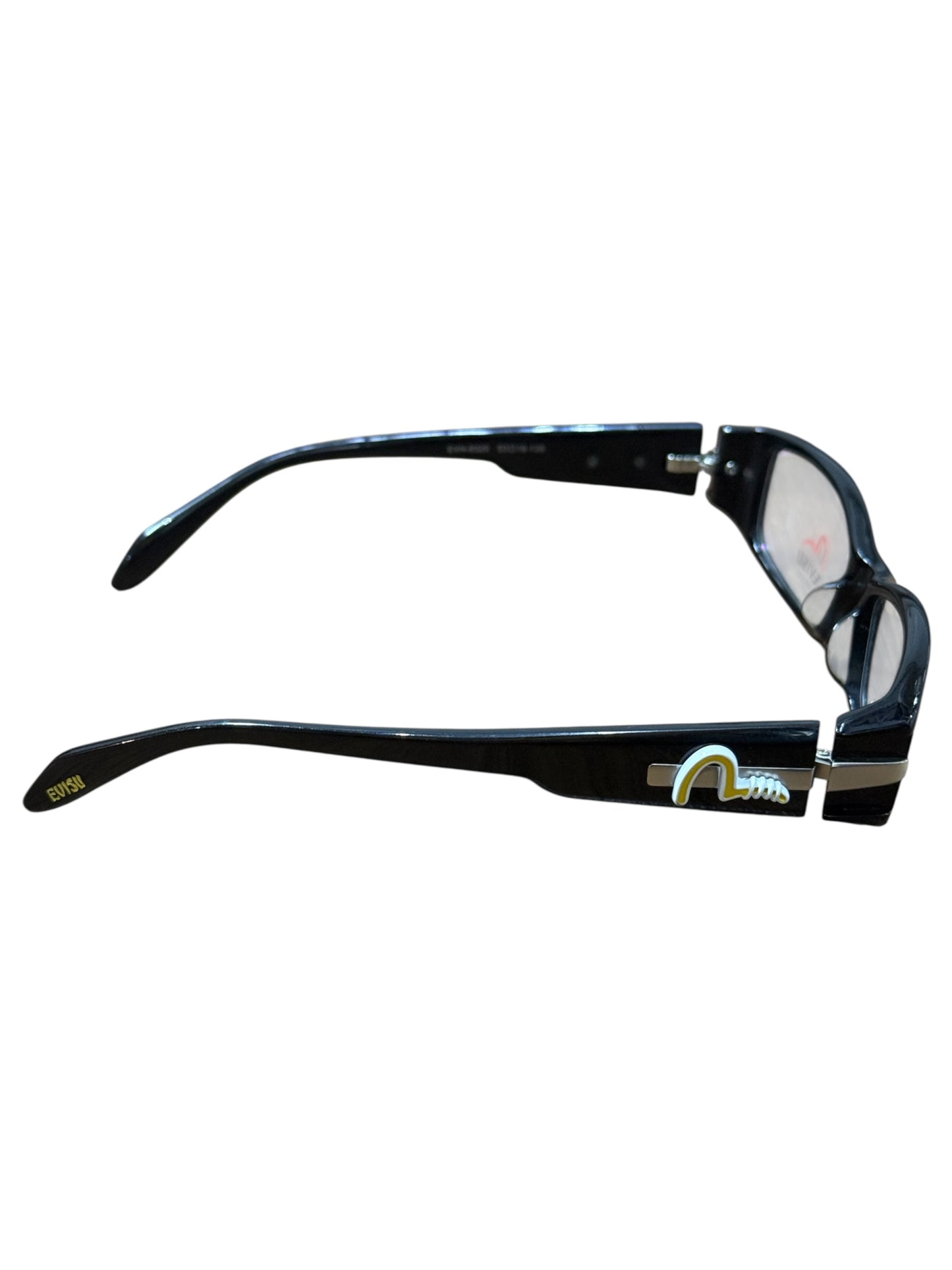 Vintage Y2K Evisu Eyeglasses Frame Slim Rectangle Black