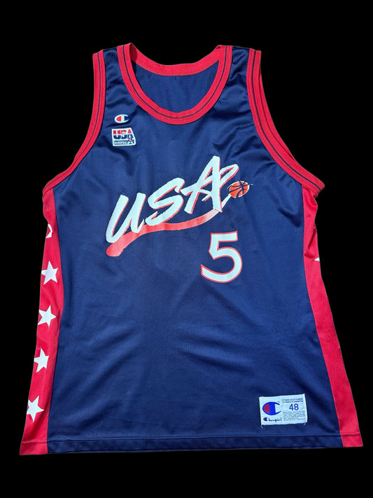 Vintage 1990s Champion USA Basketball Jersey #5 Grant Hill