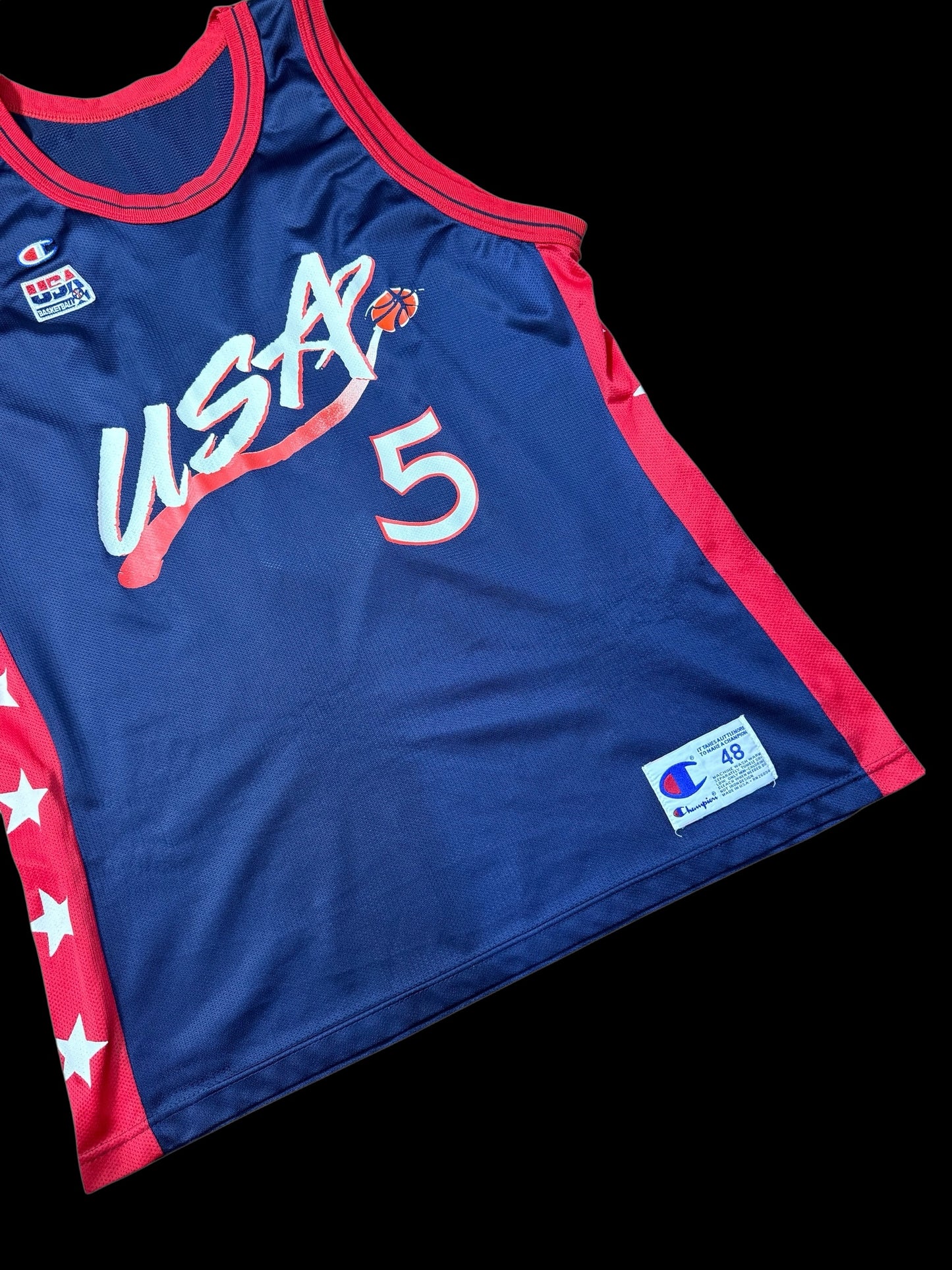 Vintage 1990s Champion USA Basketball Jersey #5 Grant Hill