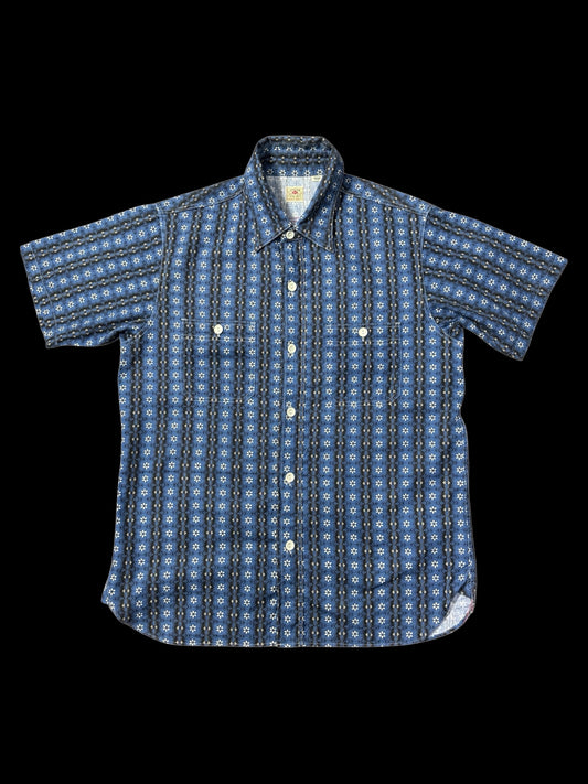 Sugar Cane Short Sleeve Shirt Indigo Pattern