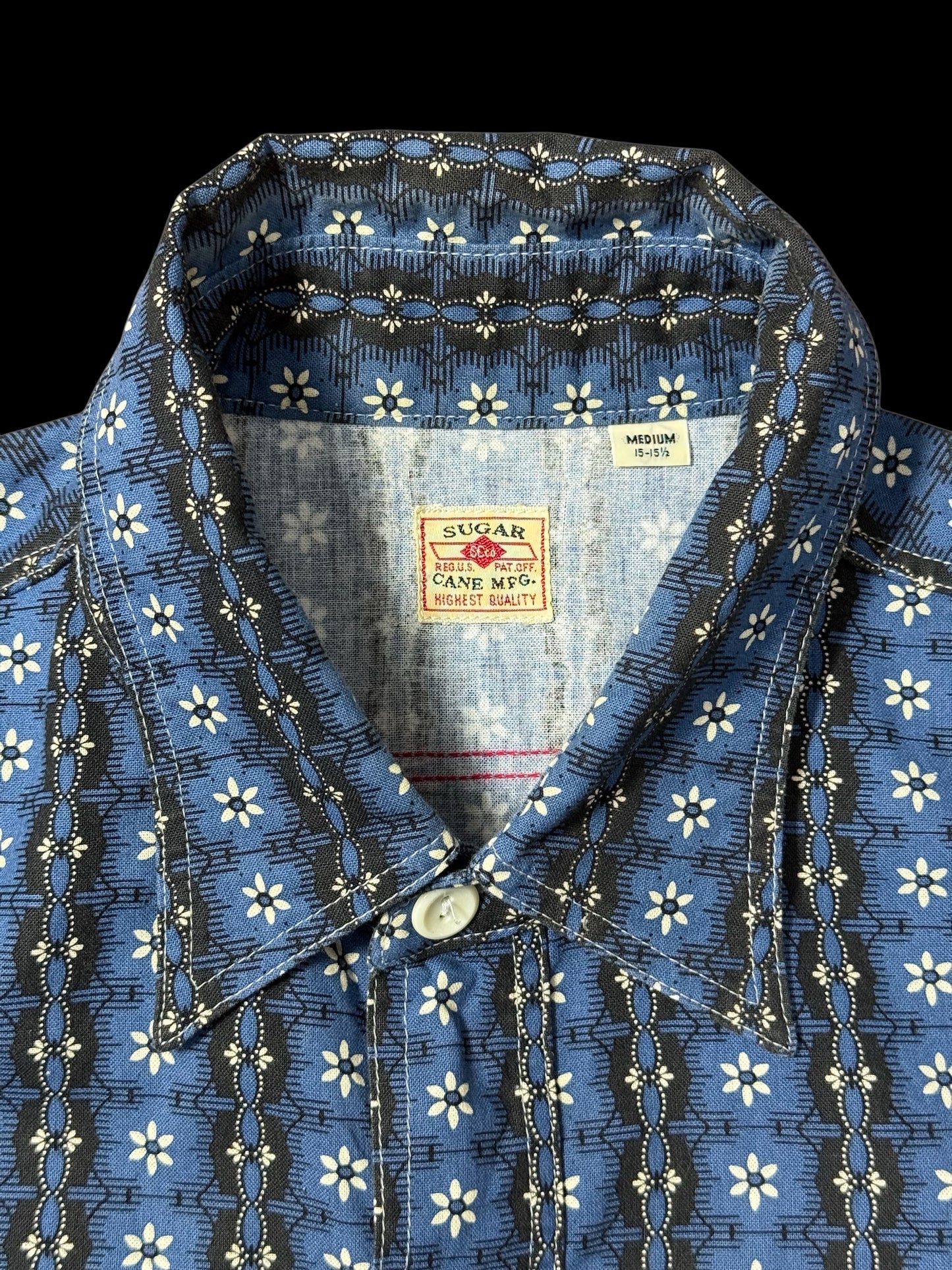 Sugar Cane Short Sleeve Shirt Indigo Pattern