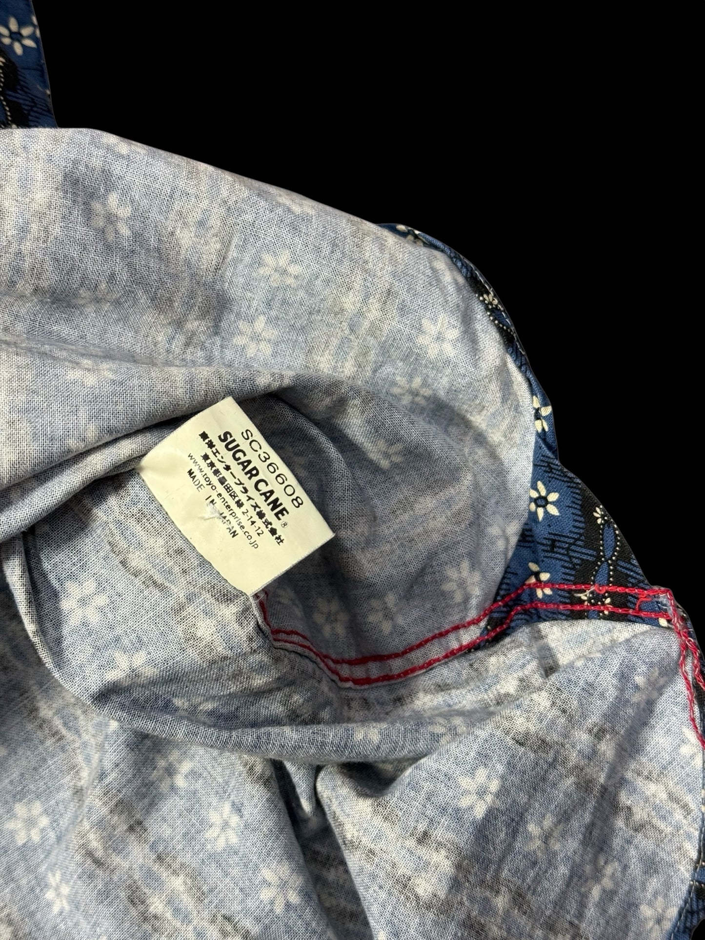Sugar Cane Short Sleeve Shirt Indigo Pattern