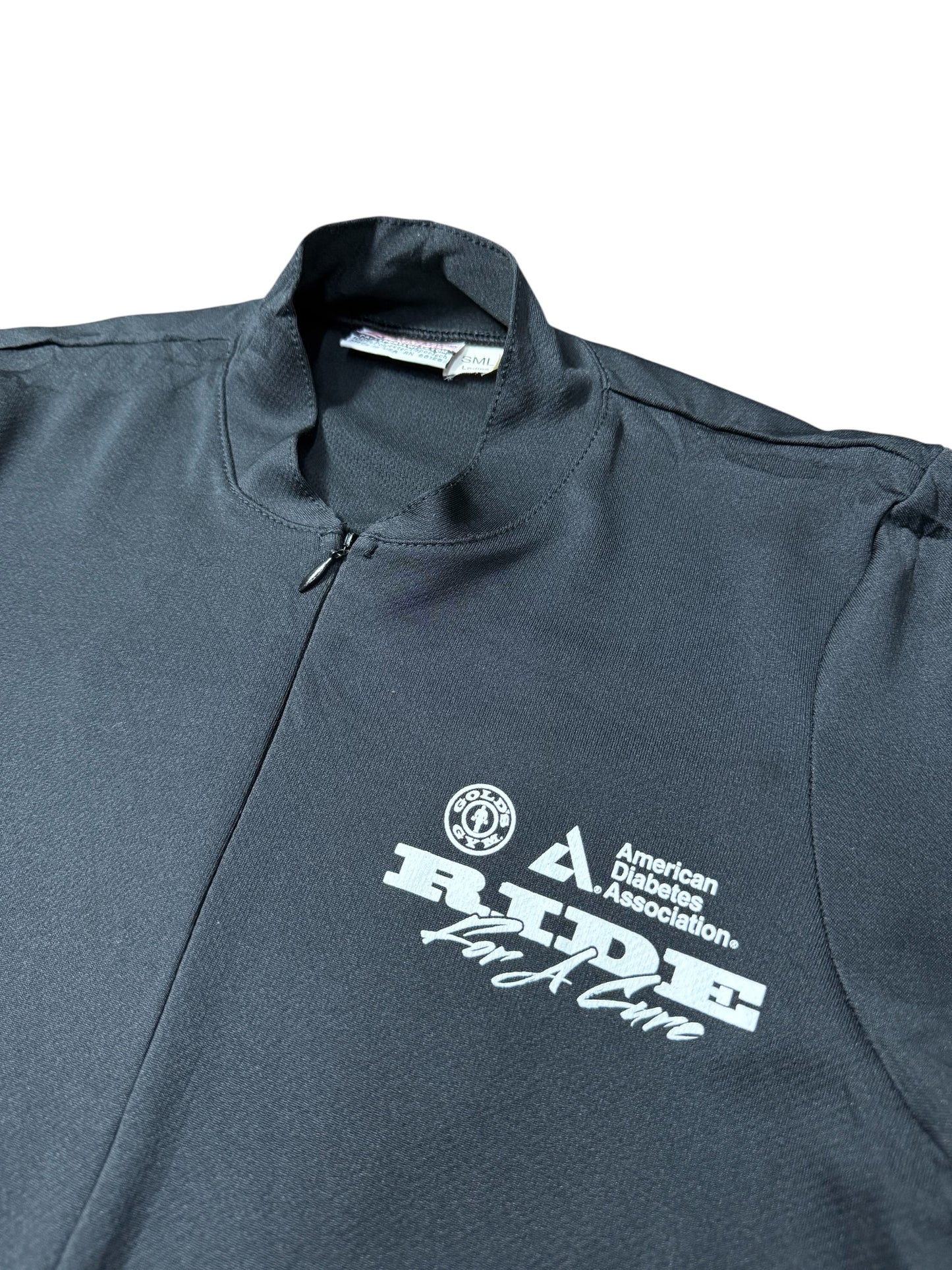 Vintage Gold’s Gym Ride for a Cure Women’s Cycling Jersey Half Zip USA