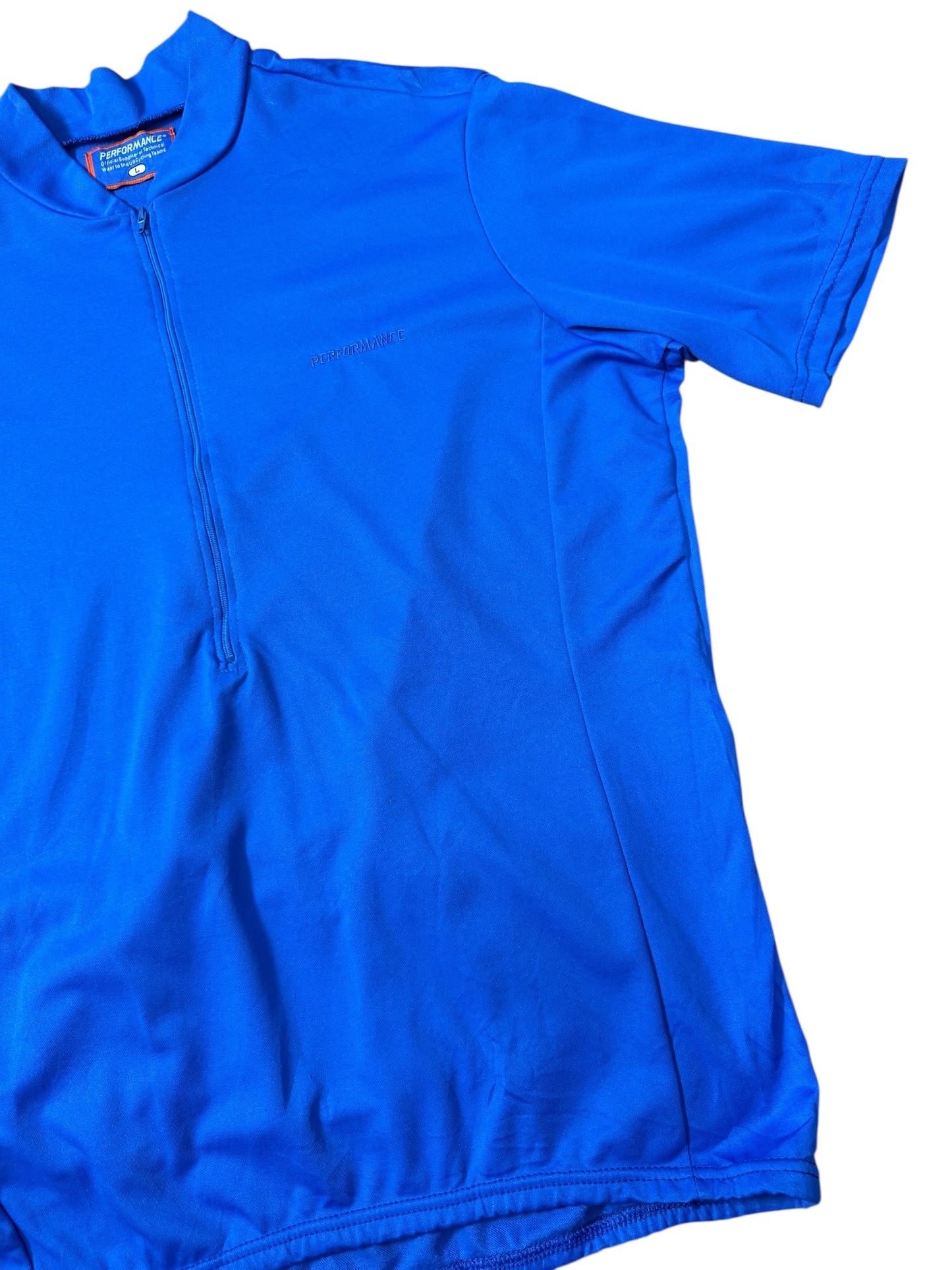 Vintage Performance Cycling Jersey Blue Half Zip Short Sleeve USA Made