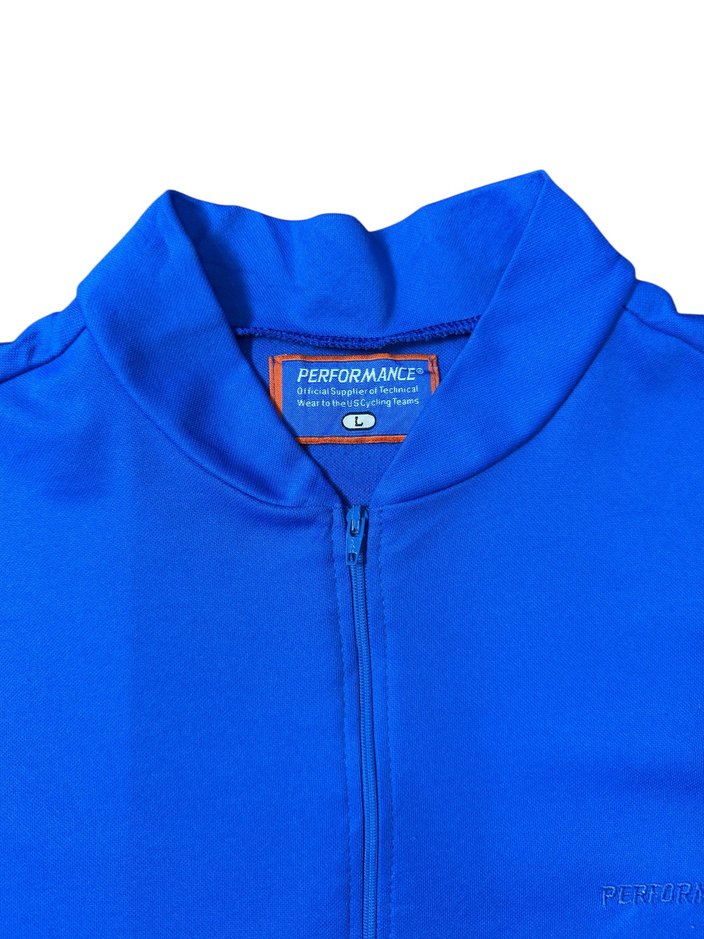 Vintage Performance Cycling Jersey Blue Half Zip Short Sleeve USA Made