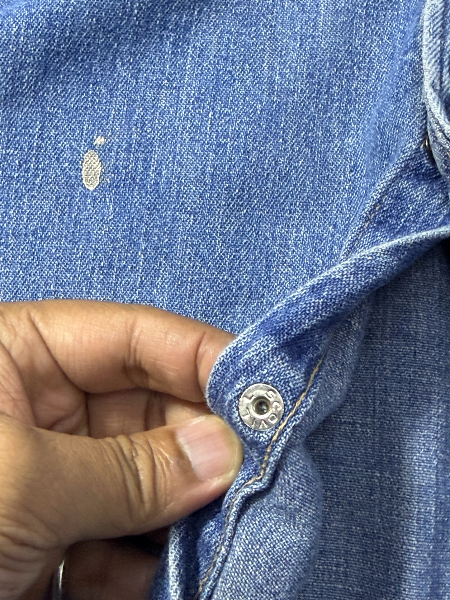 Vintage 1970s Denim Western Shirt Pearl Snap