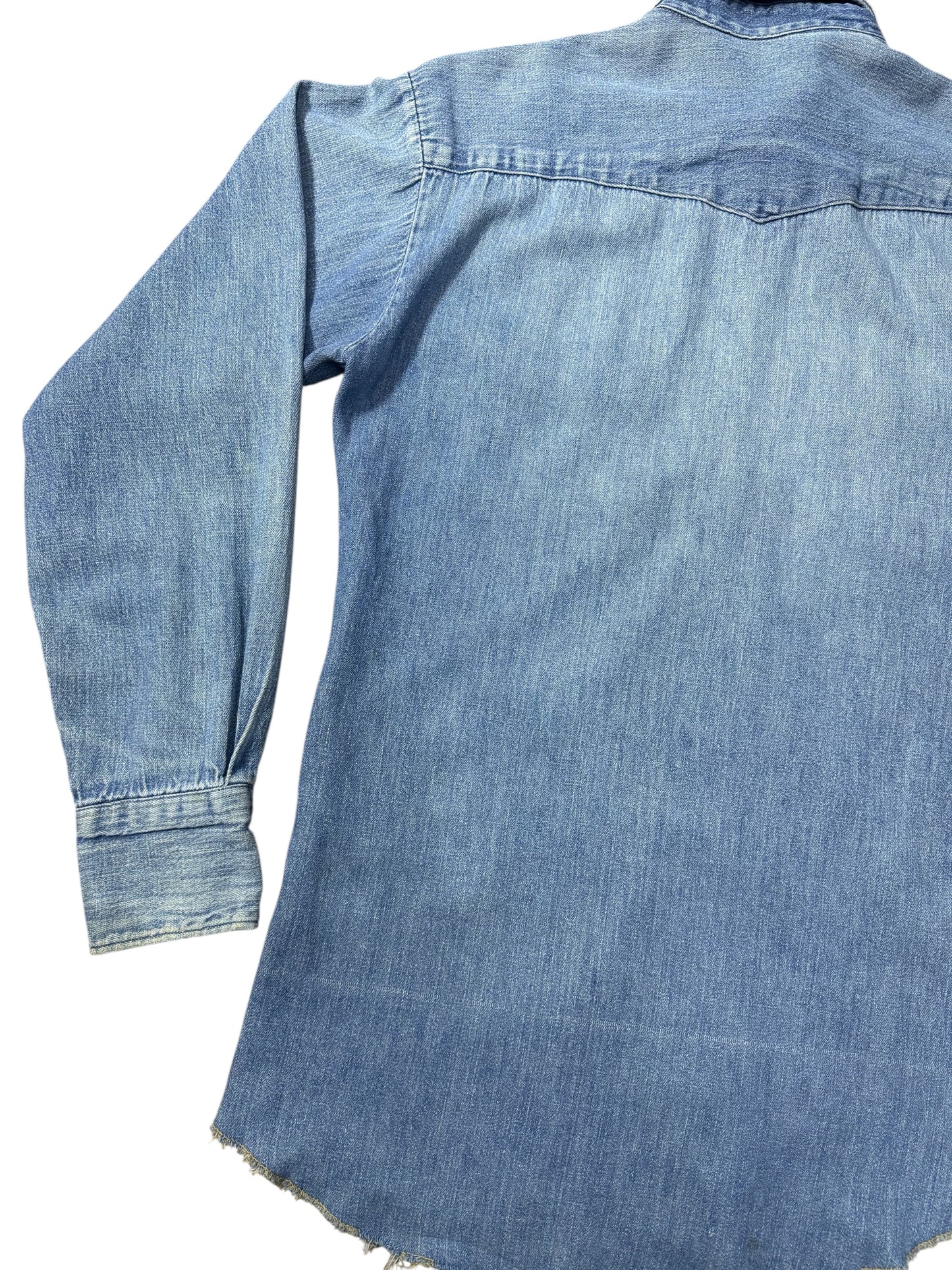 Vintage 1970s Denim Western Shirt Pearl Snap