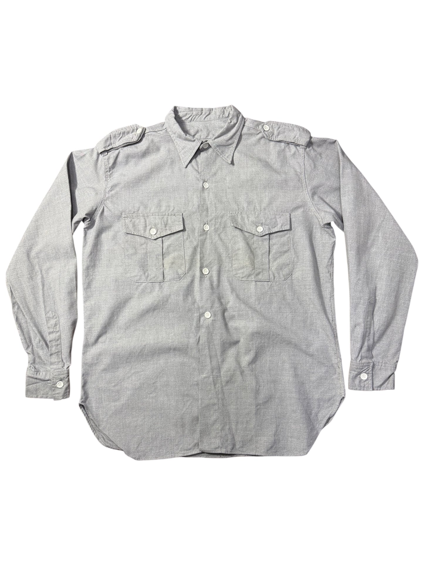 Vintage 1970s Grey Workwear Shirt Military Style