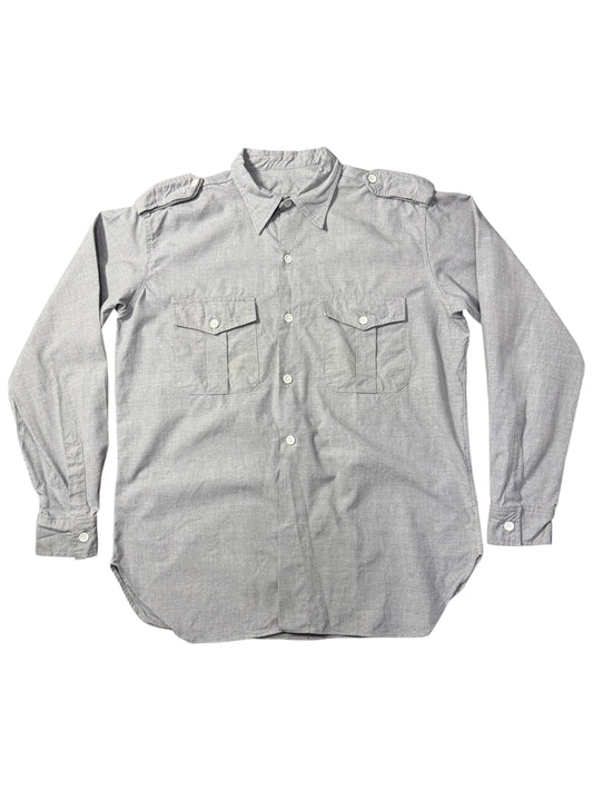 Vintage 1970s Grey Workwear Shirt Military Style