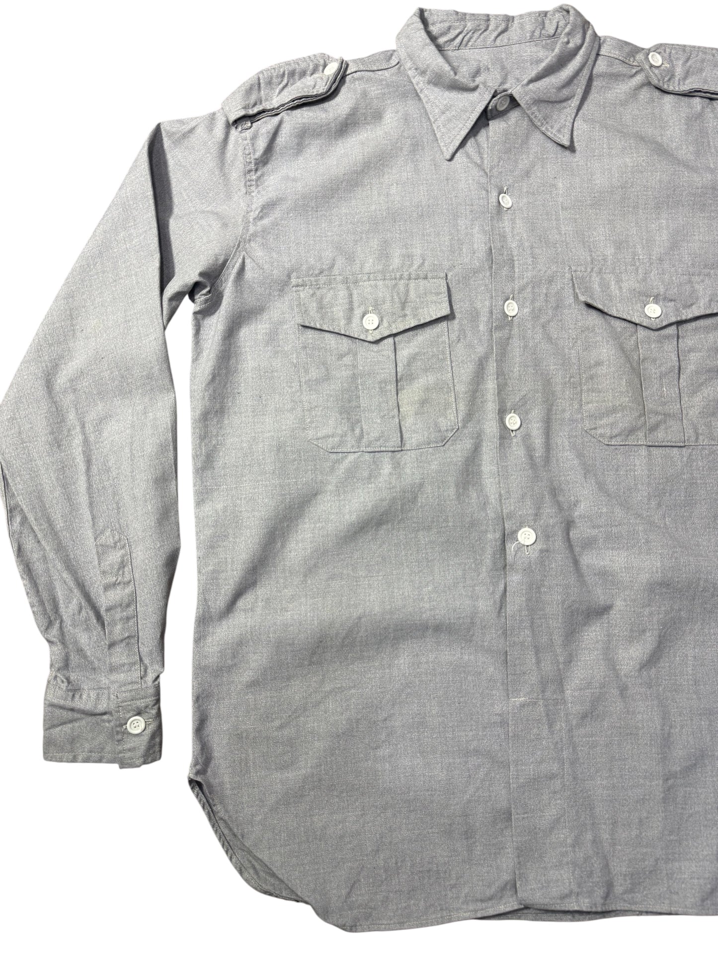Vintage 1970s Grey Workwear Shirt Military Style
