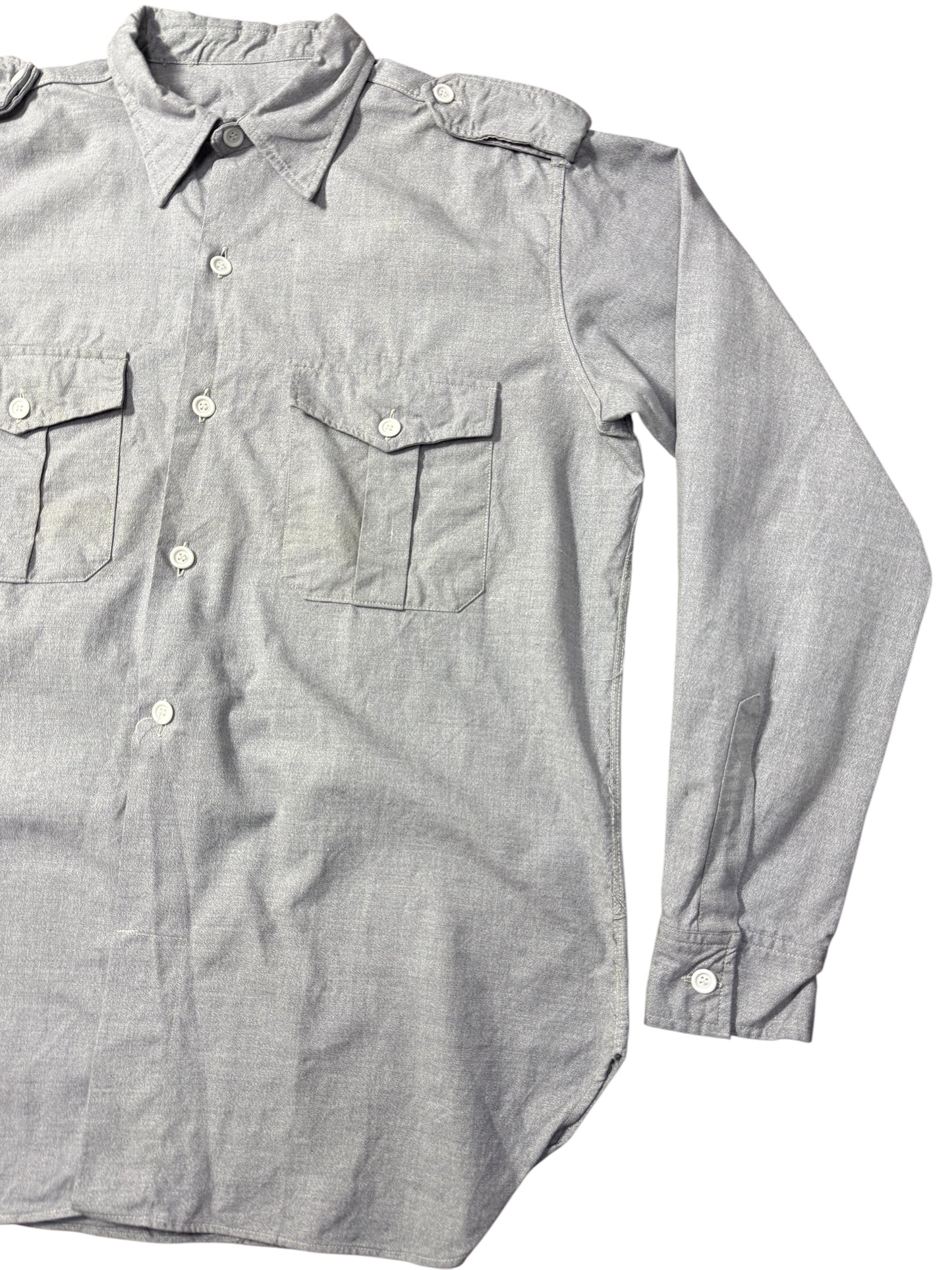 Vintage 1970s Grey Workwear Shirt Military Style