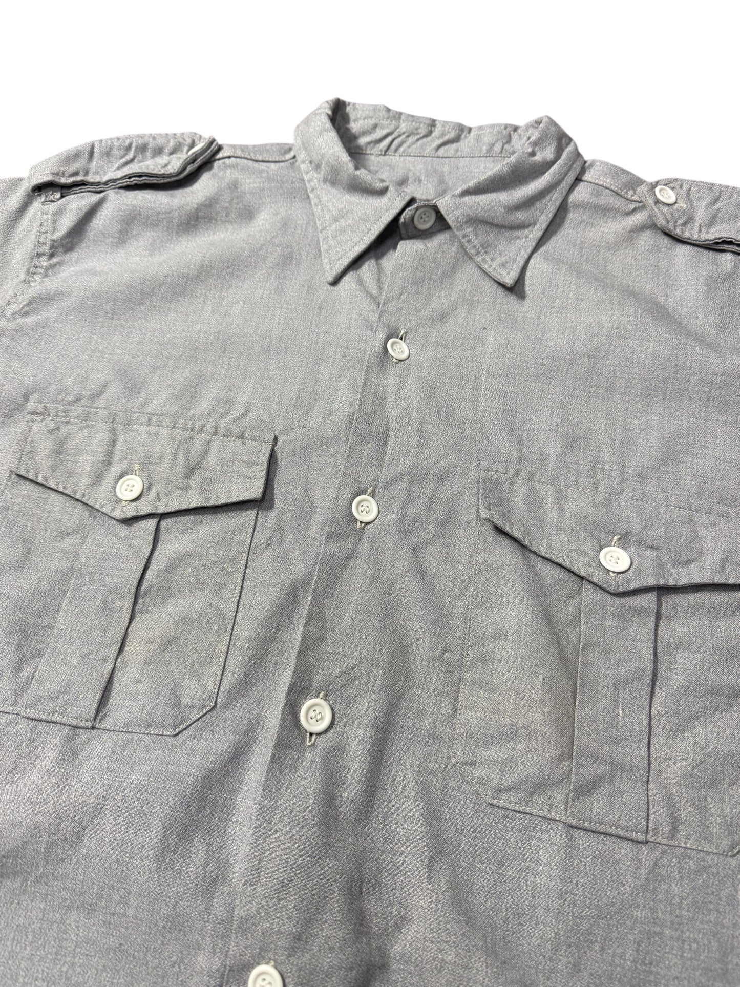Vintage 1970s Grey Workwear Shirt Military Style