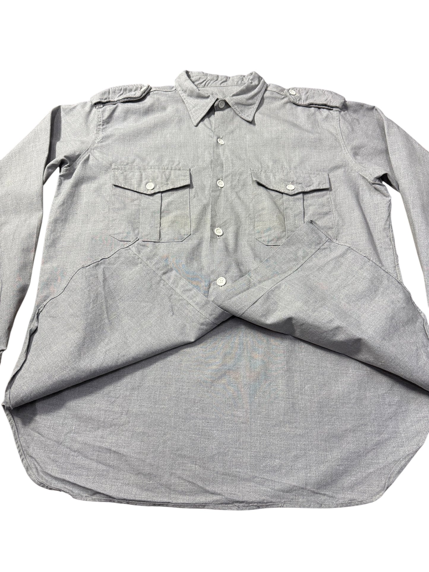 Vintage 1970s Grey Workwear Shirt Military Style
