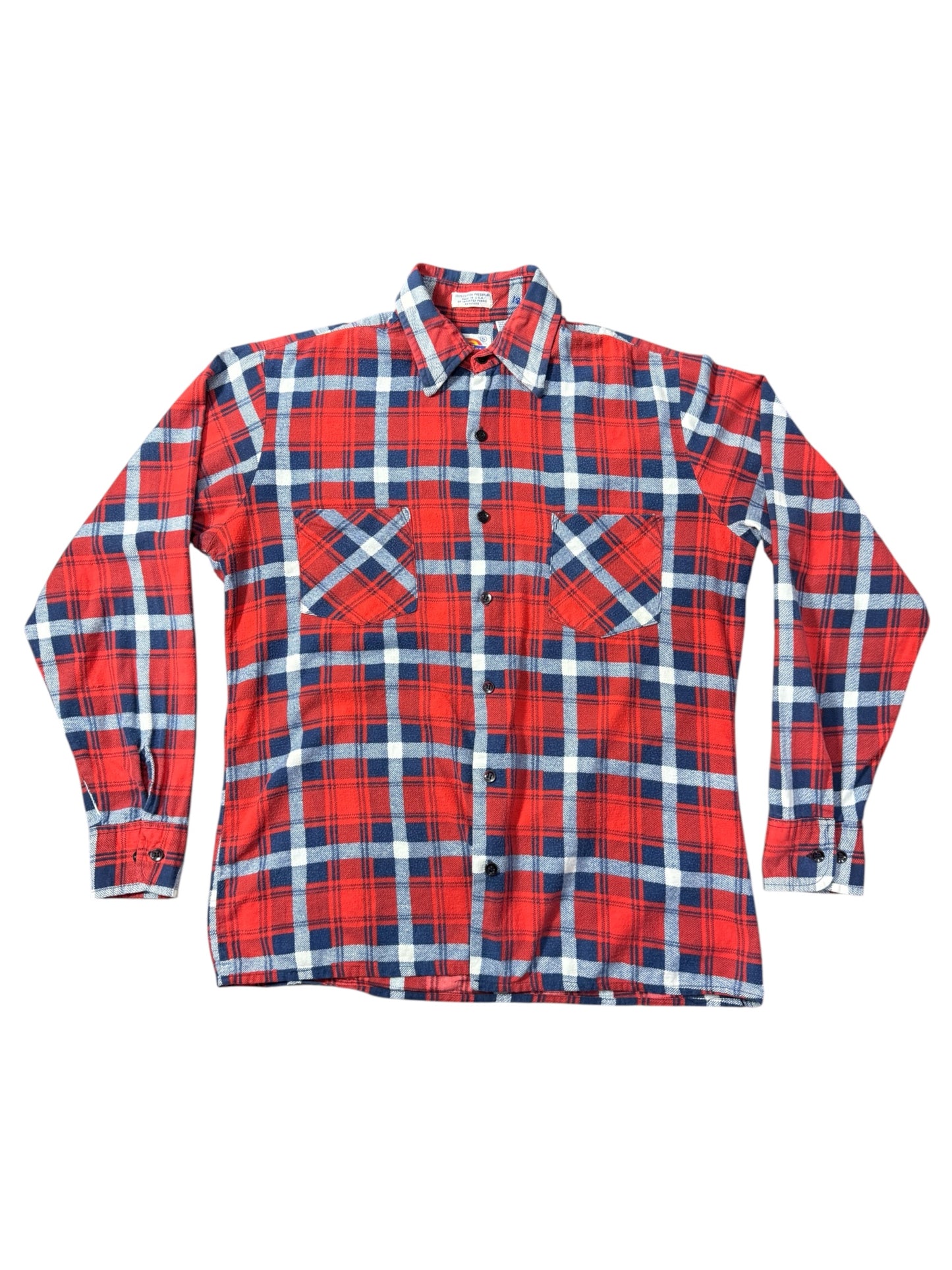 Vintage 1990s Dickies Red Plaid Flannel Shirt Made in USA Size S