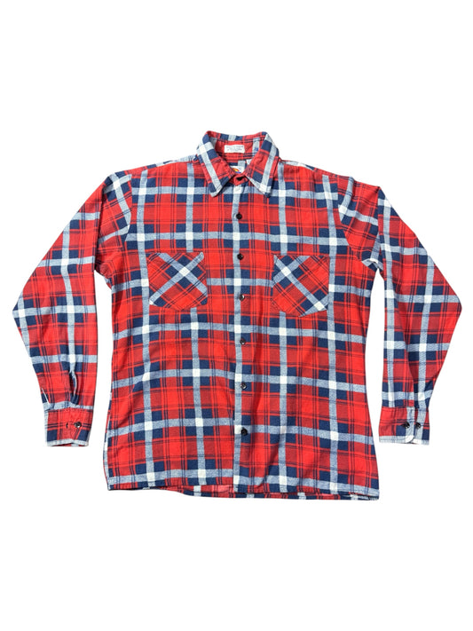 Vintage 1990s Dickies Red Plaid Flannel Shirt Made in USA Size S