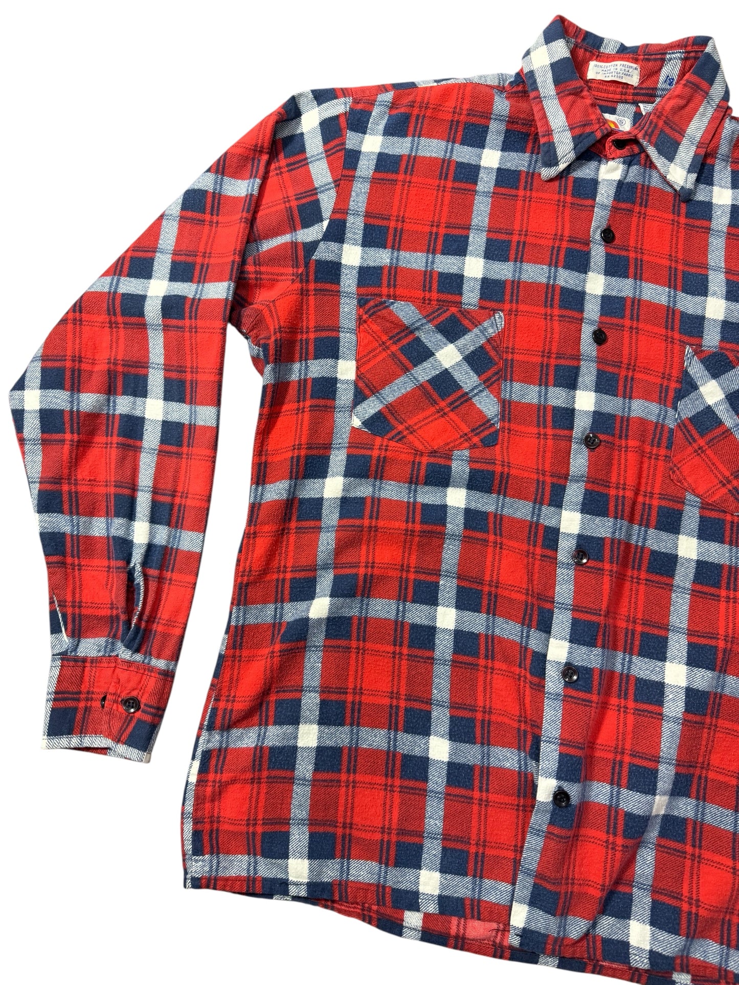 Vintage 1990s Dickies Red Plaid Flannel Shirt Made in USA Size S