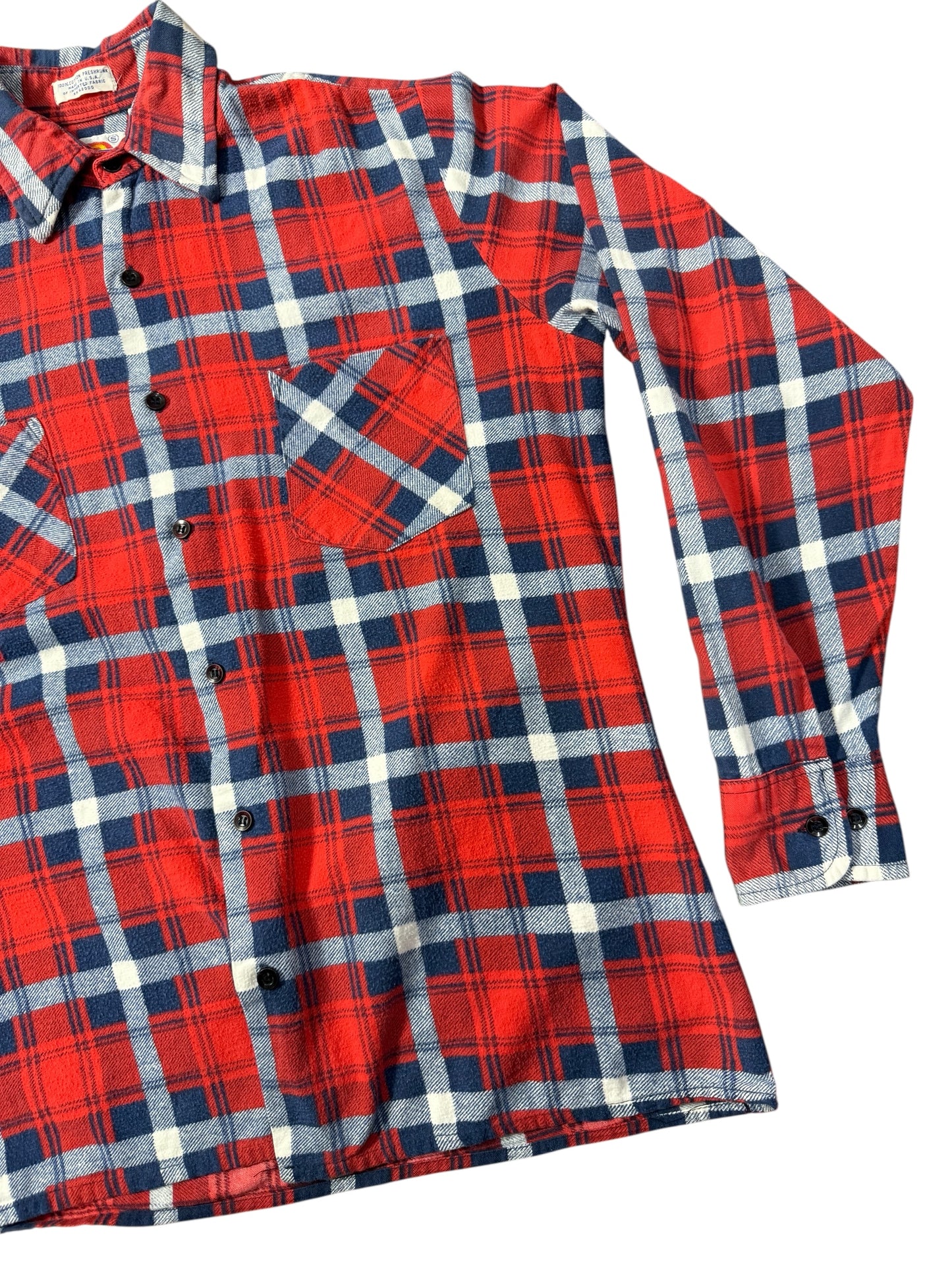Vintage 1990s Dickies Red Plaid Flannel Shirt Made in USA Size S