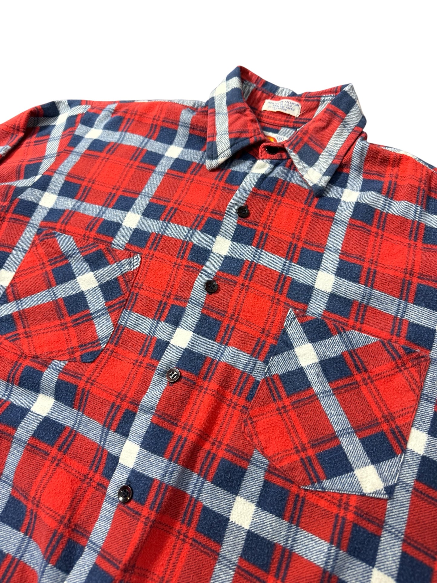 Vintage 1990s Dickies Red Plaid Flannel Shirt Made in USA Size S