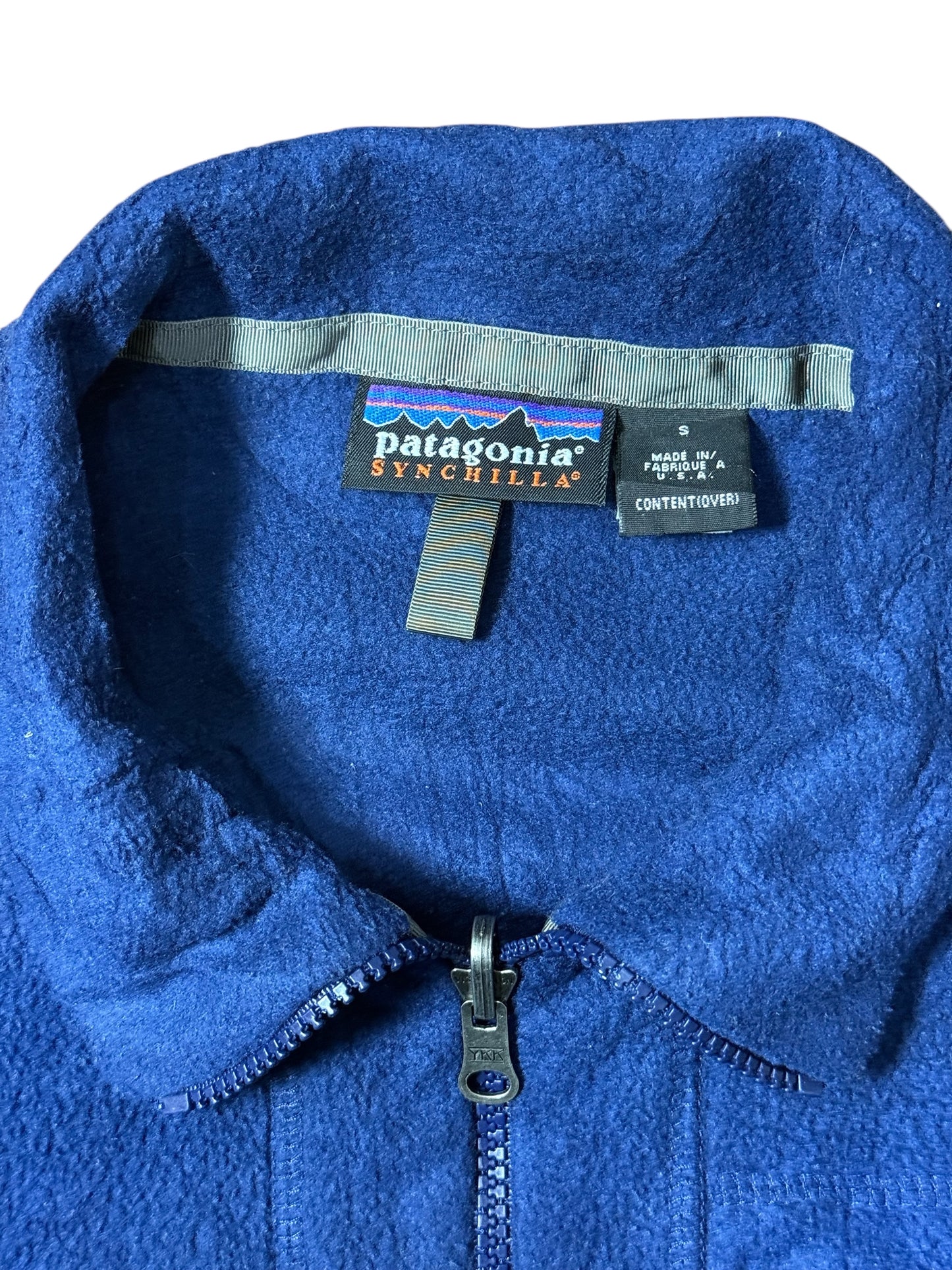 Vintage 90s Patagonia Synchilla Fleece Jacket Blue USA Made