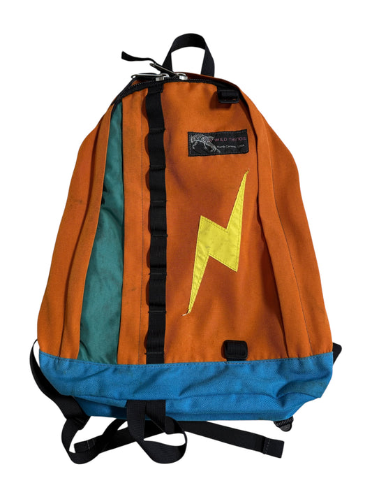 Wild Things North Conway USA Backpack Orange Blue Vintage Lightning Bolt