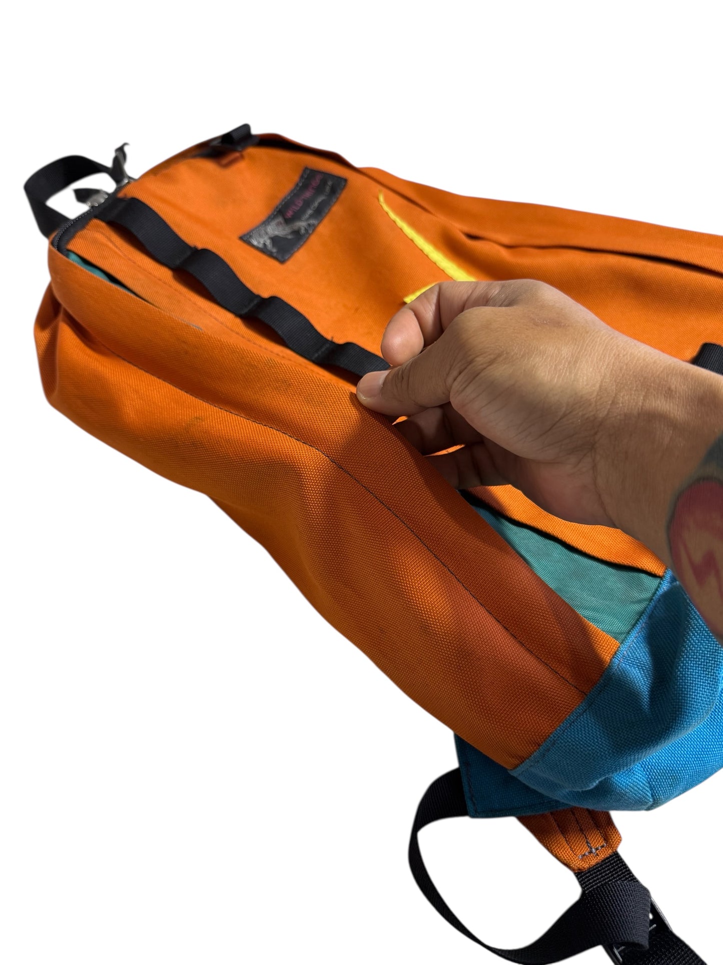 Wild Things North Conway USA Backpack Orange Blue Vintage Lightning Bolt