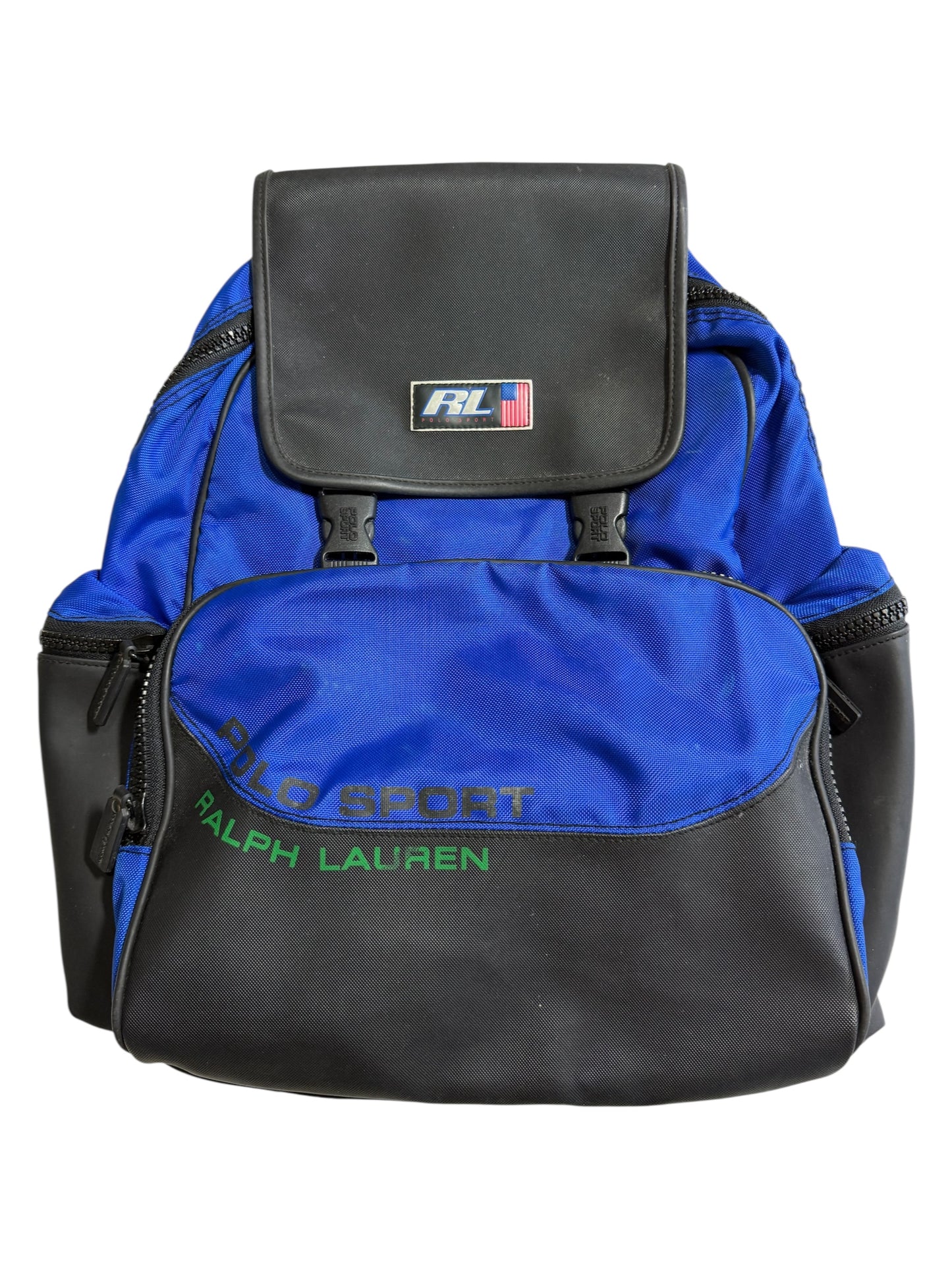 Vintage Polo Sport Ralph Lauren RL Backpack Blue Black 90s