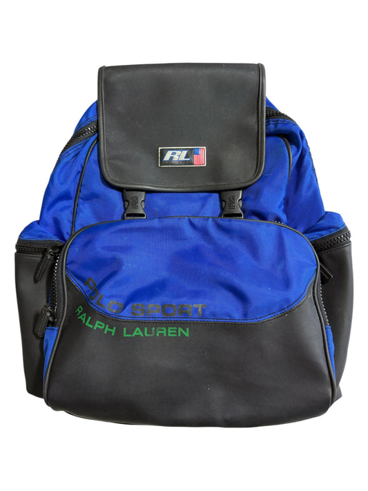 Vintage Polo Sport Ralph Lauren RL Backpack Blue Black 90s