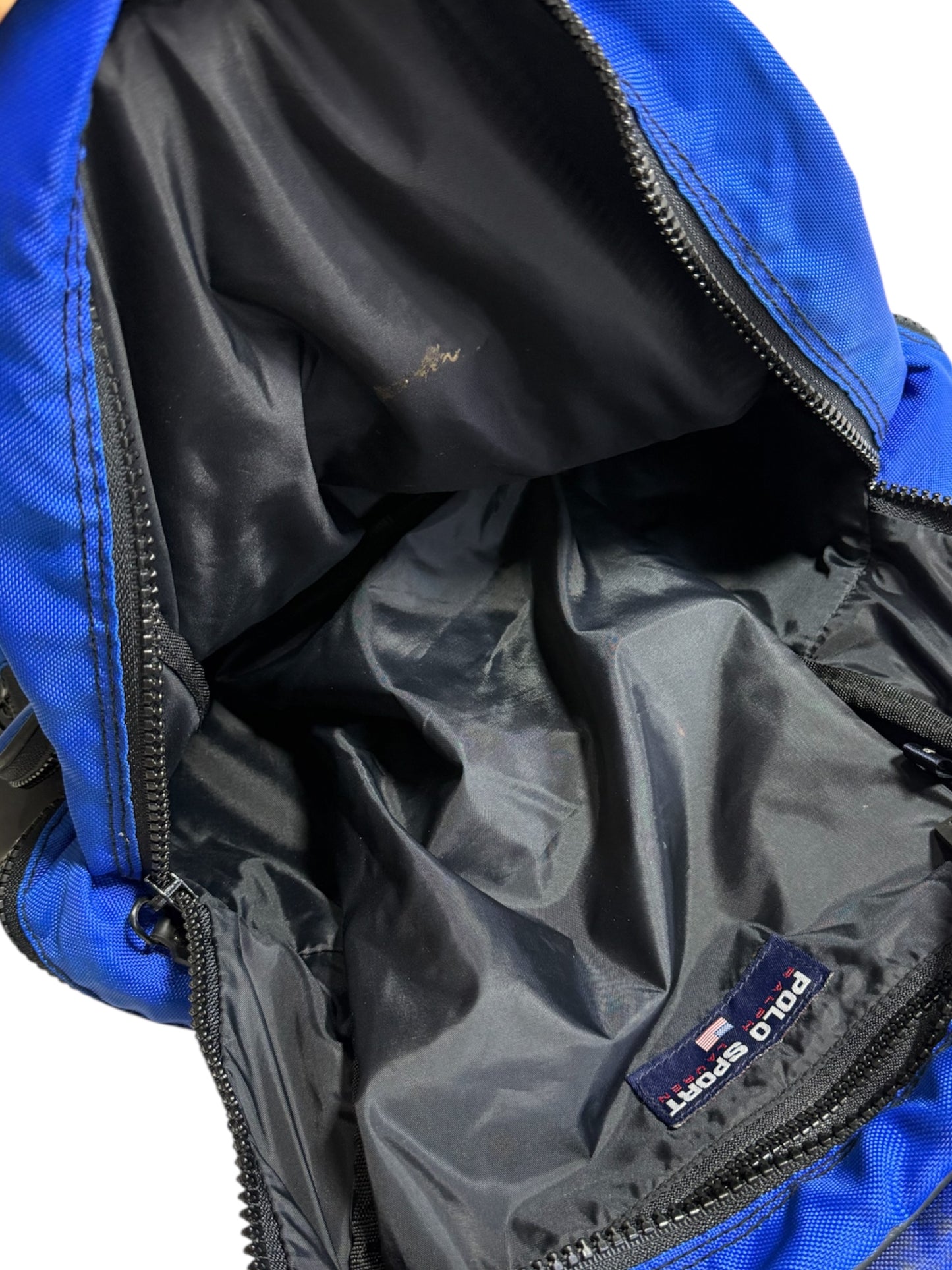 Vintage Polo Sport Ralph Lauren RL Backpack Blue Black 90s