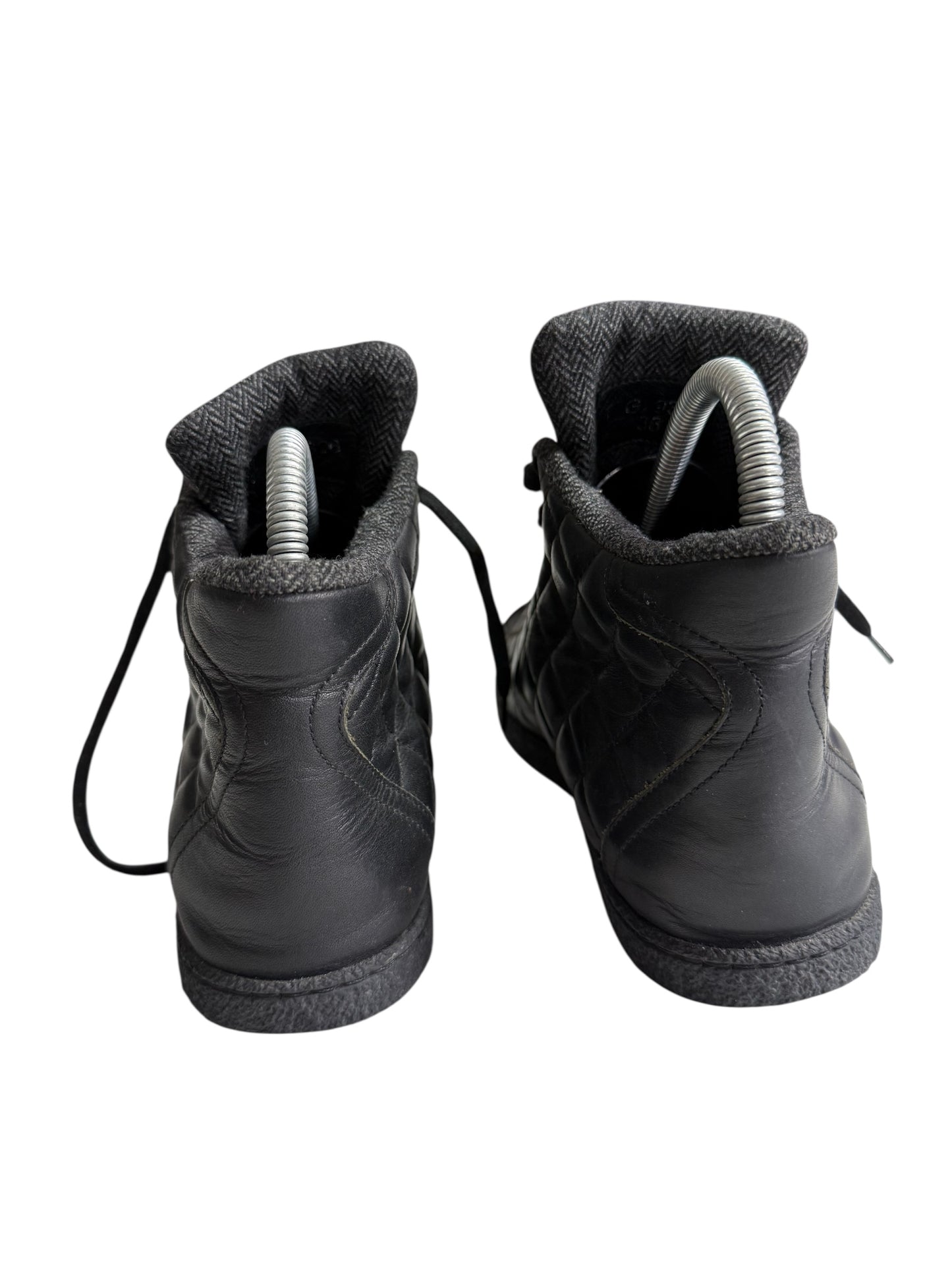 Vintage Chanel Black Quilted Leather High Top Sneakers CC Logo