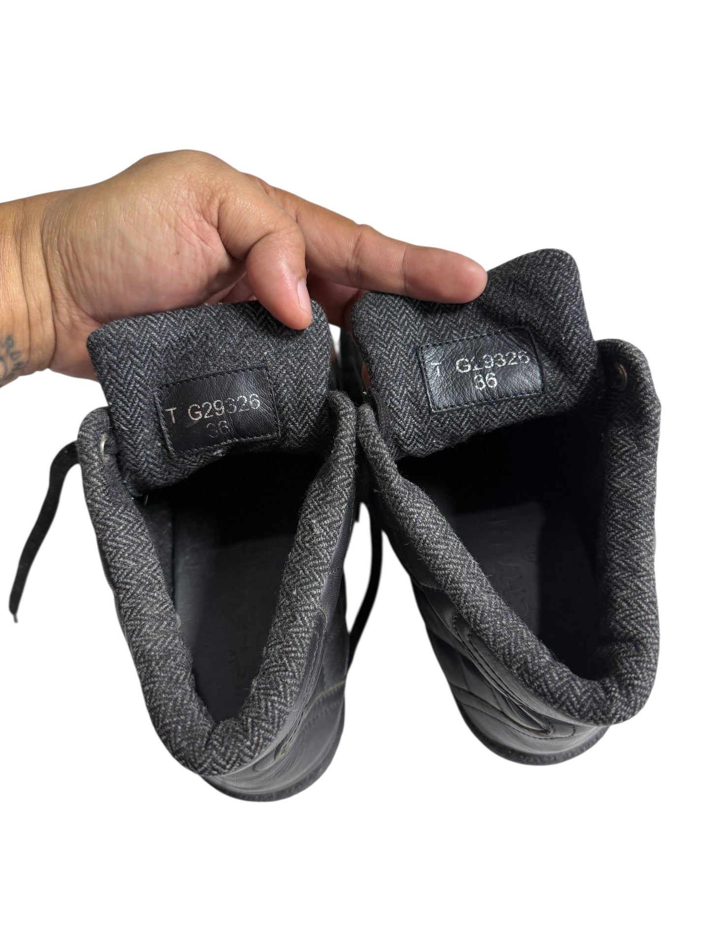 Vintage Chanel Black Quilted Leather High Top Sneakers CC Logo