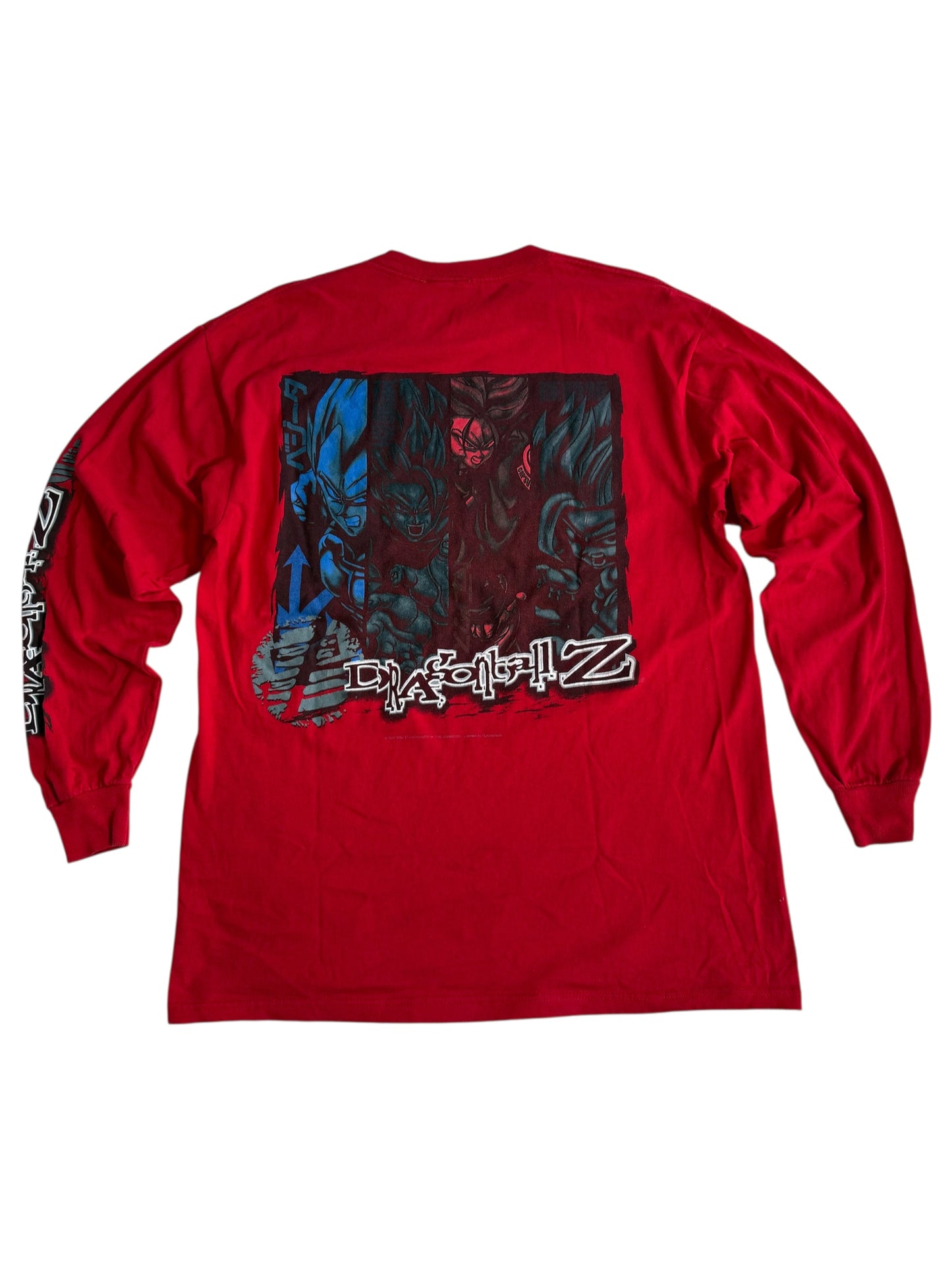 Vintage 2002 Dragon Ball Z Long Sleeve Shirt Red Anime Graphic