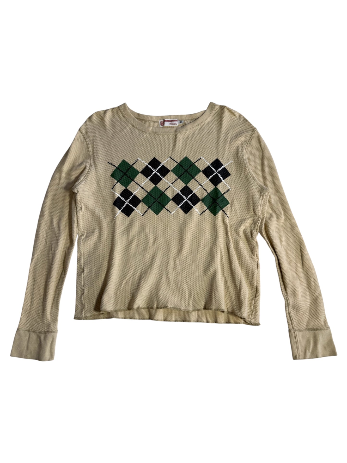 Vintage A Bathing Ape Argyle Waffle Long Sleeve Shirt Made in Japan