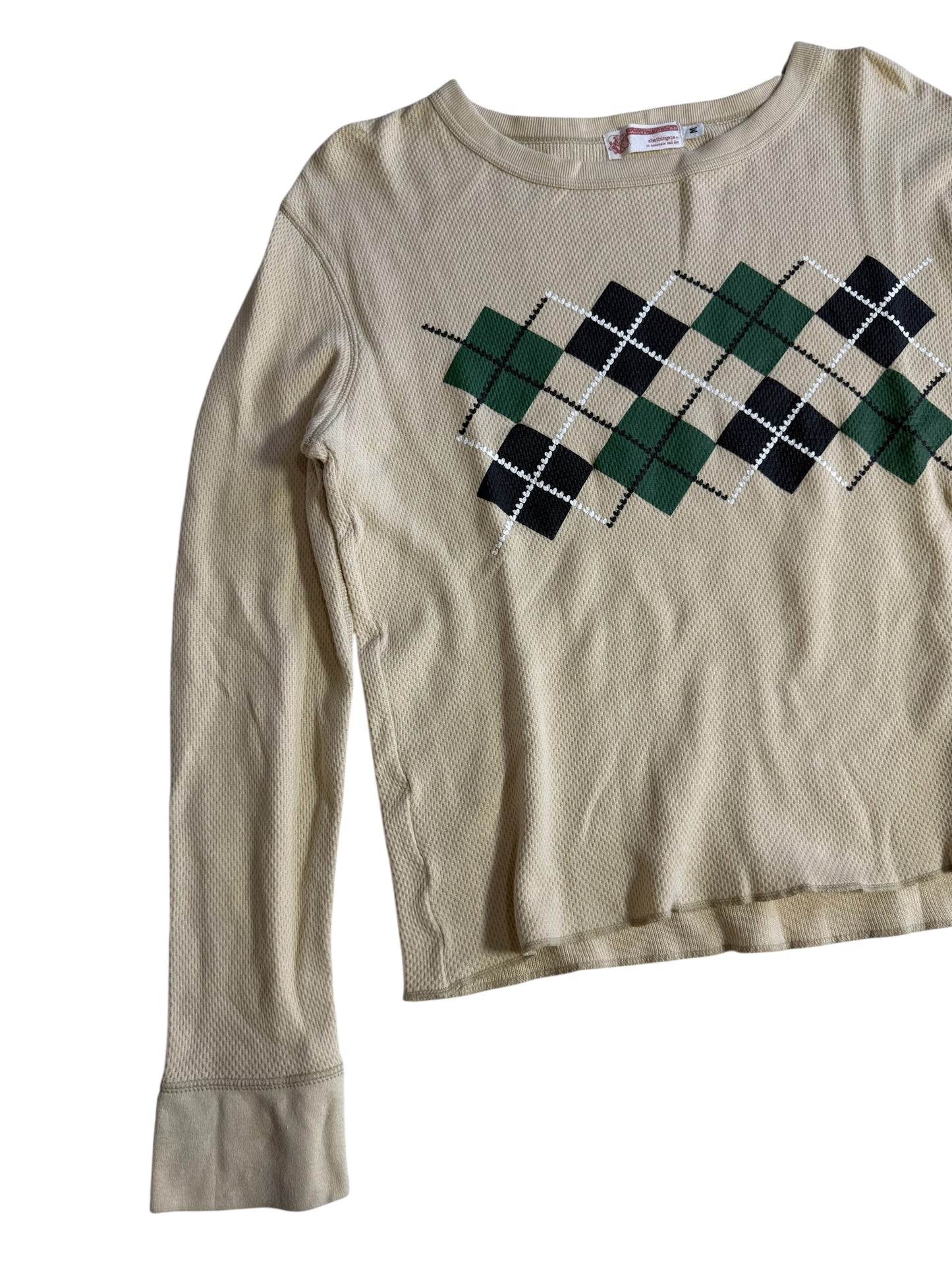 Vintage A Bathing Ape Argyle Waffle Long Sleeve Shirt Made in Japan