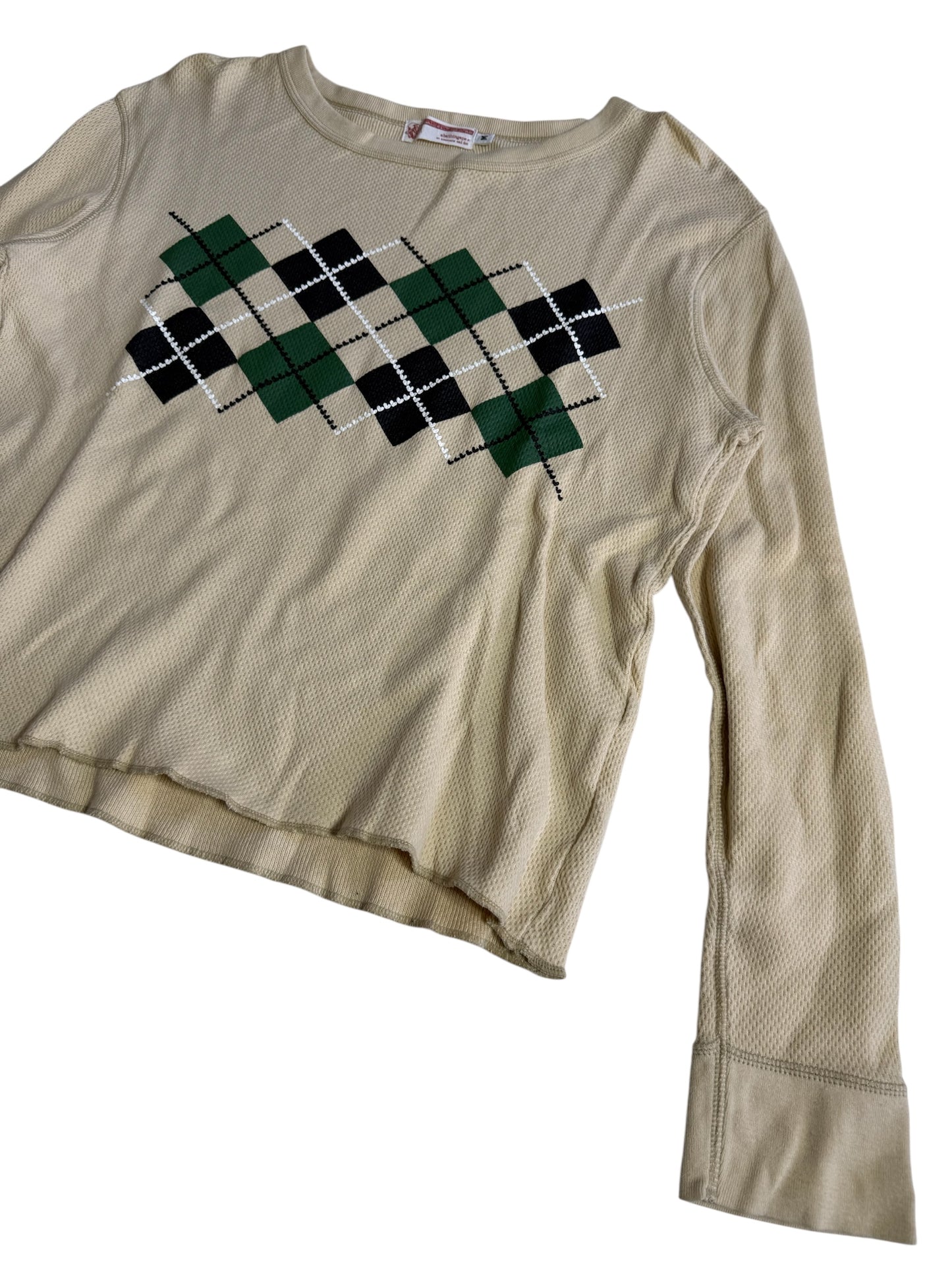 Vintage A Bathing Ape Argyle Waffle Long Sleeve Shirt Made in Japan