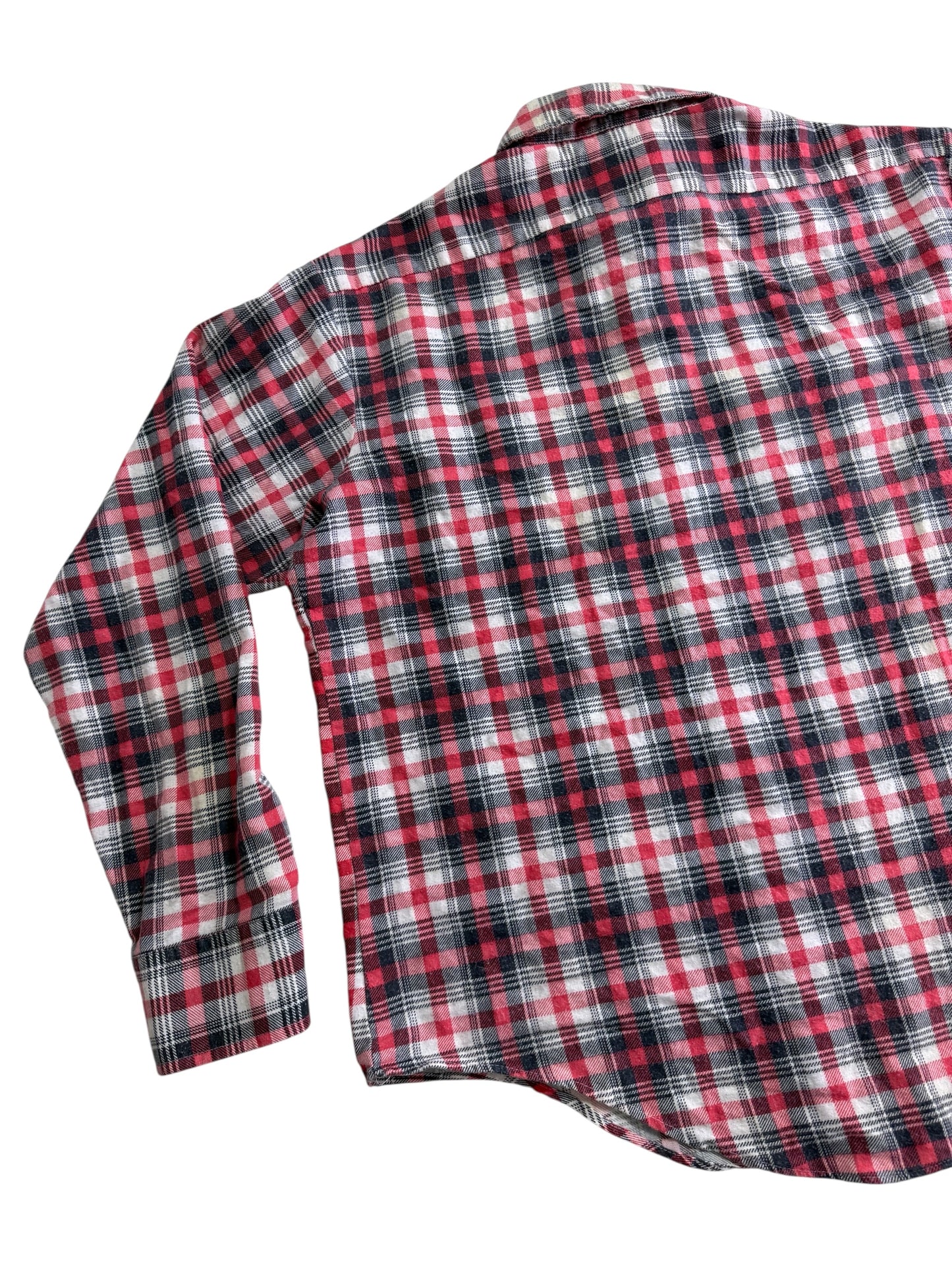 Vintage 1970s Montgomery Ward Plaid Flannel Shirt Red Black Check