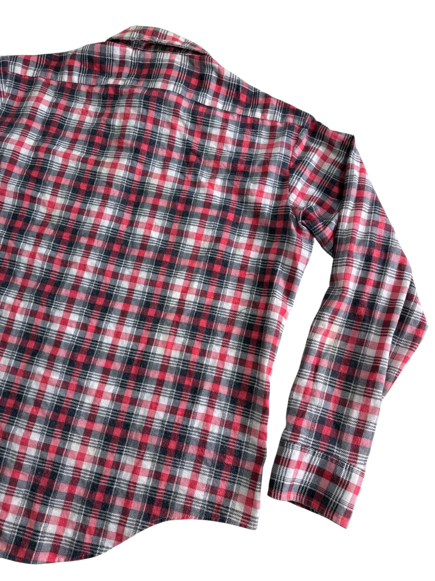 Vintage 1970s Montgomery Ward Plaid Flannel Shirt Red Black Check