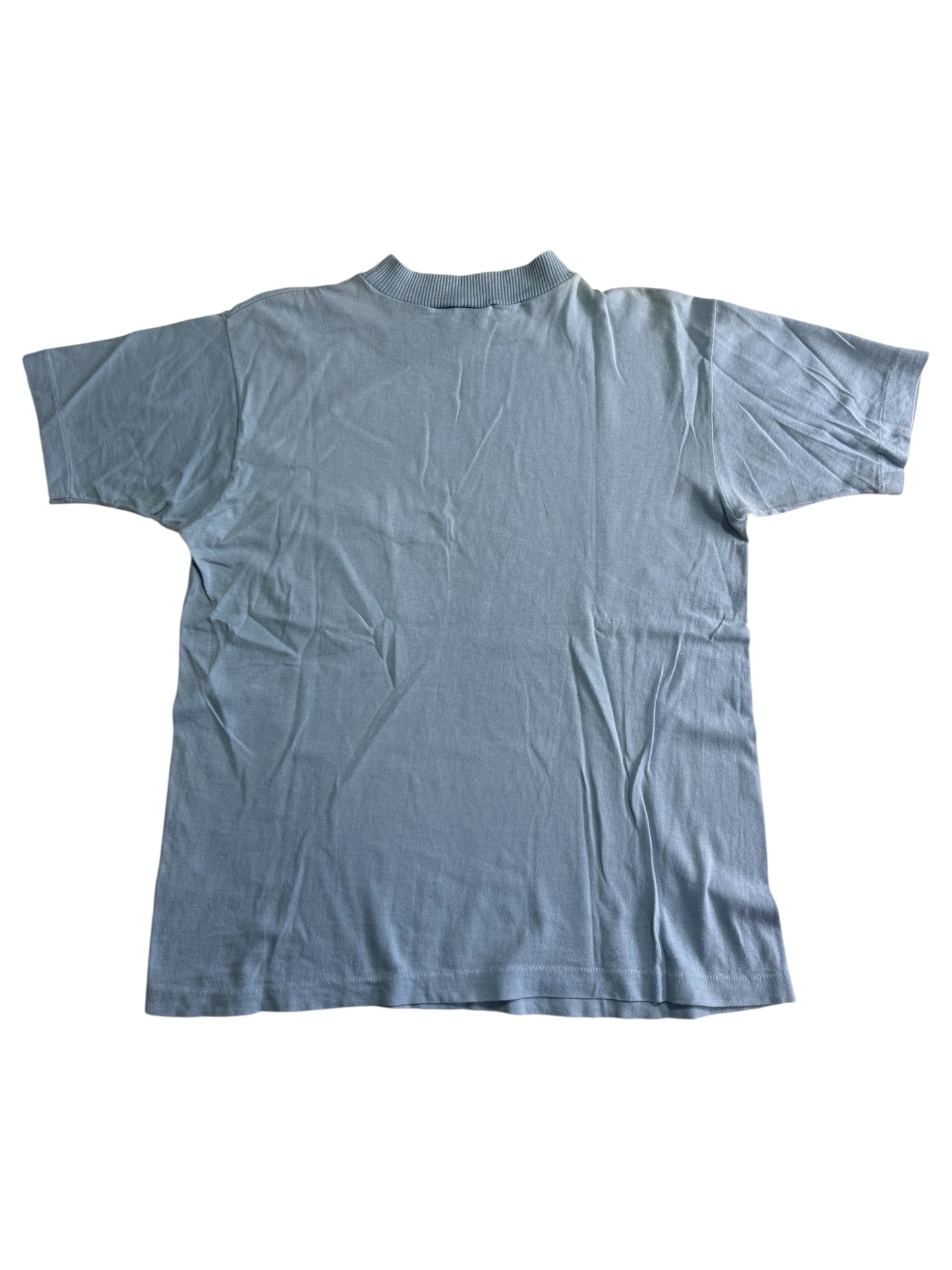 Vintage 1960s Brent Pocket T Shirt Montgomery Ward Blue Blank Tee Single Pocket USA