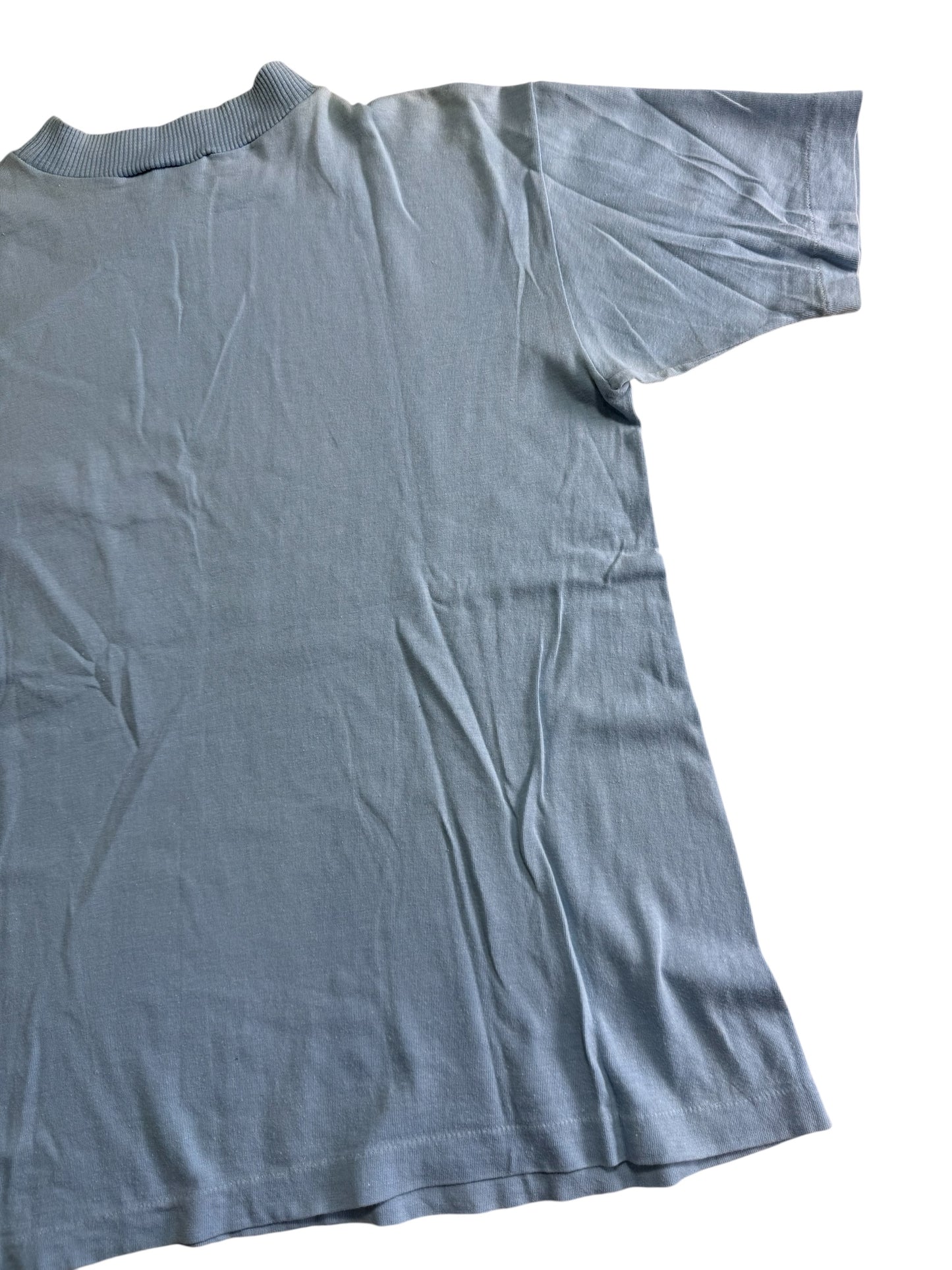 Vintage 1960s Brent Pocket T Shirt Montgomery Ward Blue Blank Tee Single Pocket USA