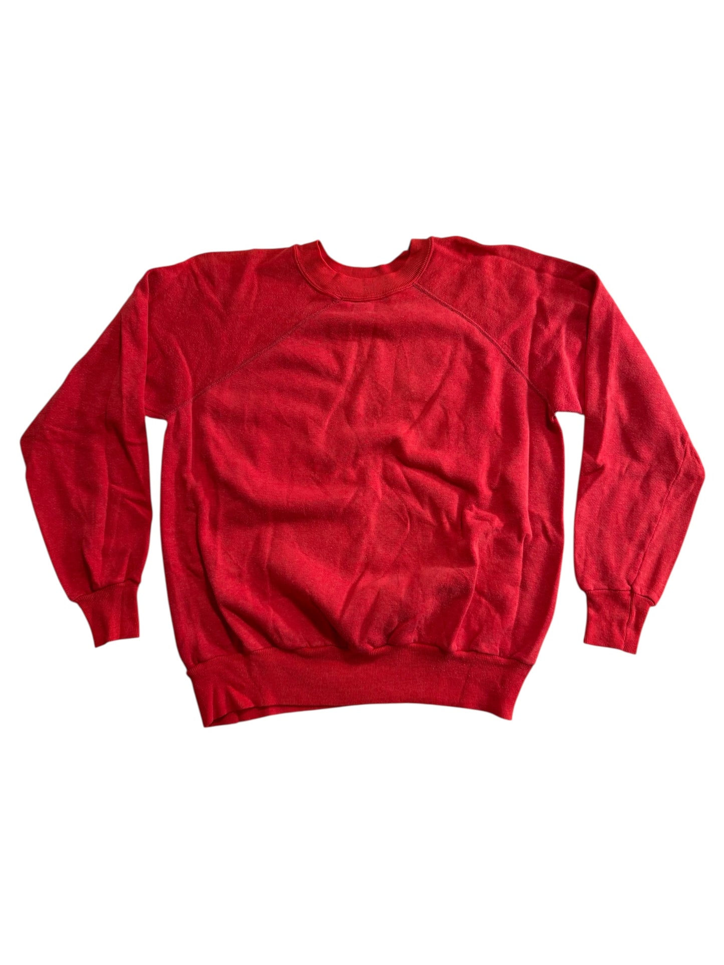 Vintage 1980s Blank Red Raglan Sweatshirt Classic Fleece Crewneck