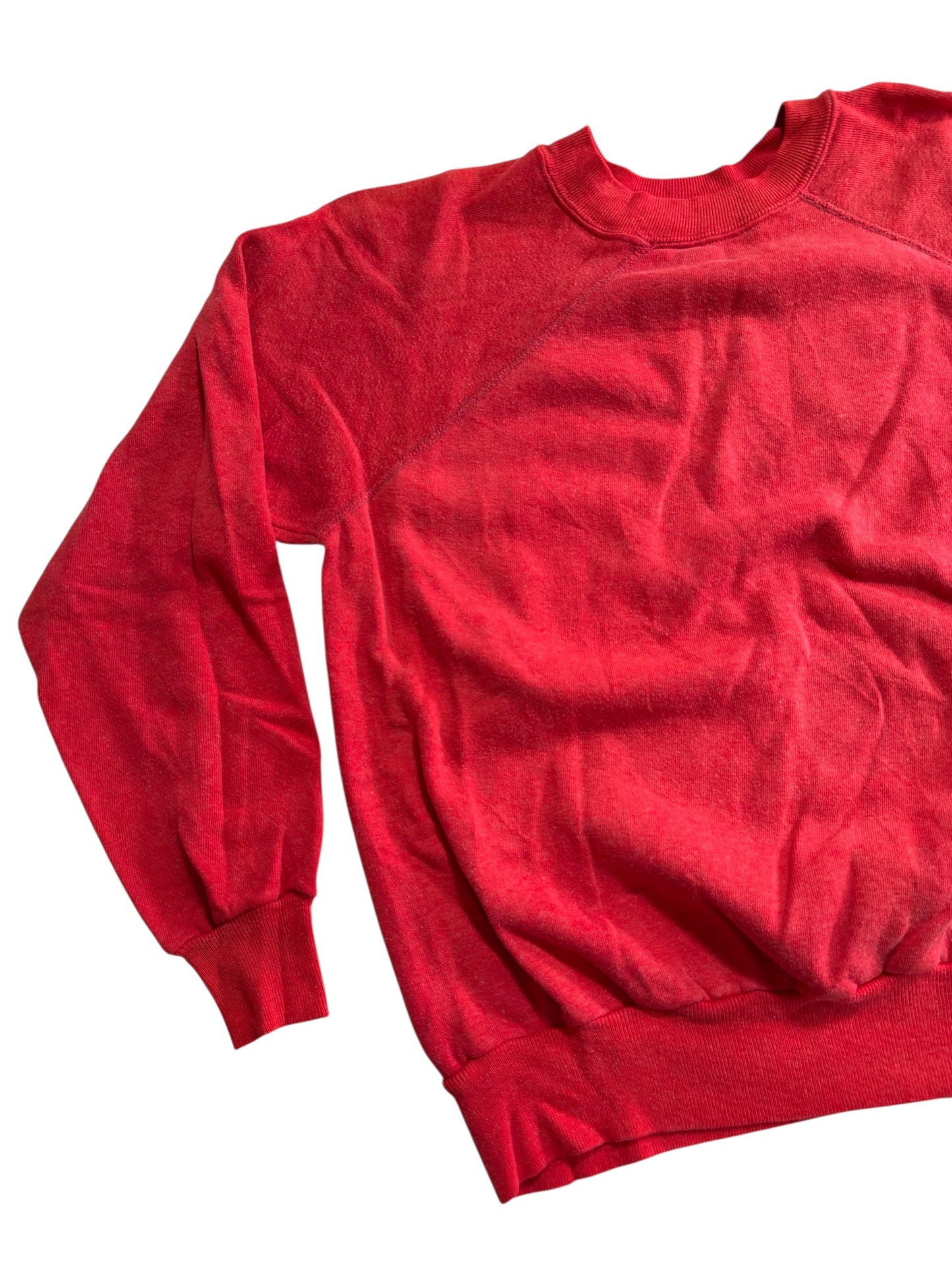 Vintage 1980s Blank Red Raglan Sweatshirt Classic Fleece Crewneck