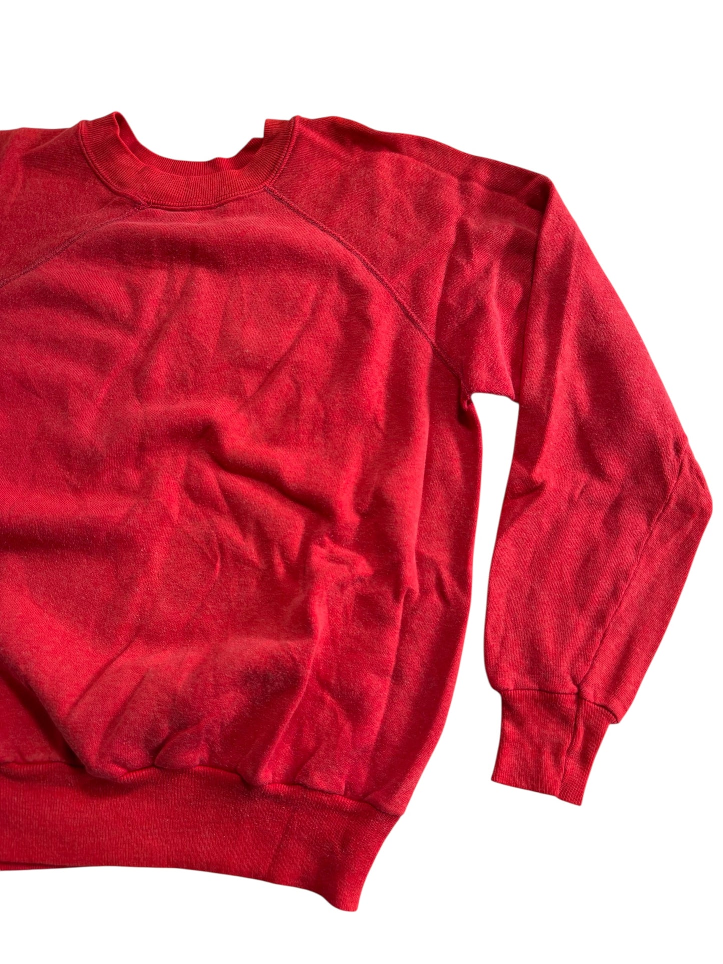 Vintage 1980s Blank Red Raglan Sweatshirt Classic Fleece Crewneck