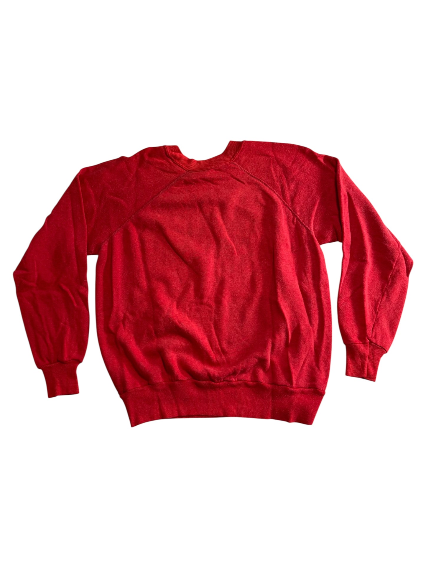 Vintage 1980s Blank Red Raglan Sweatshirt Classic Fleece Crewneck