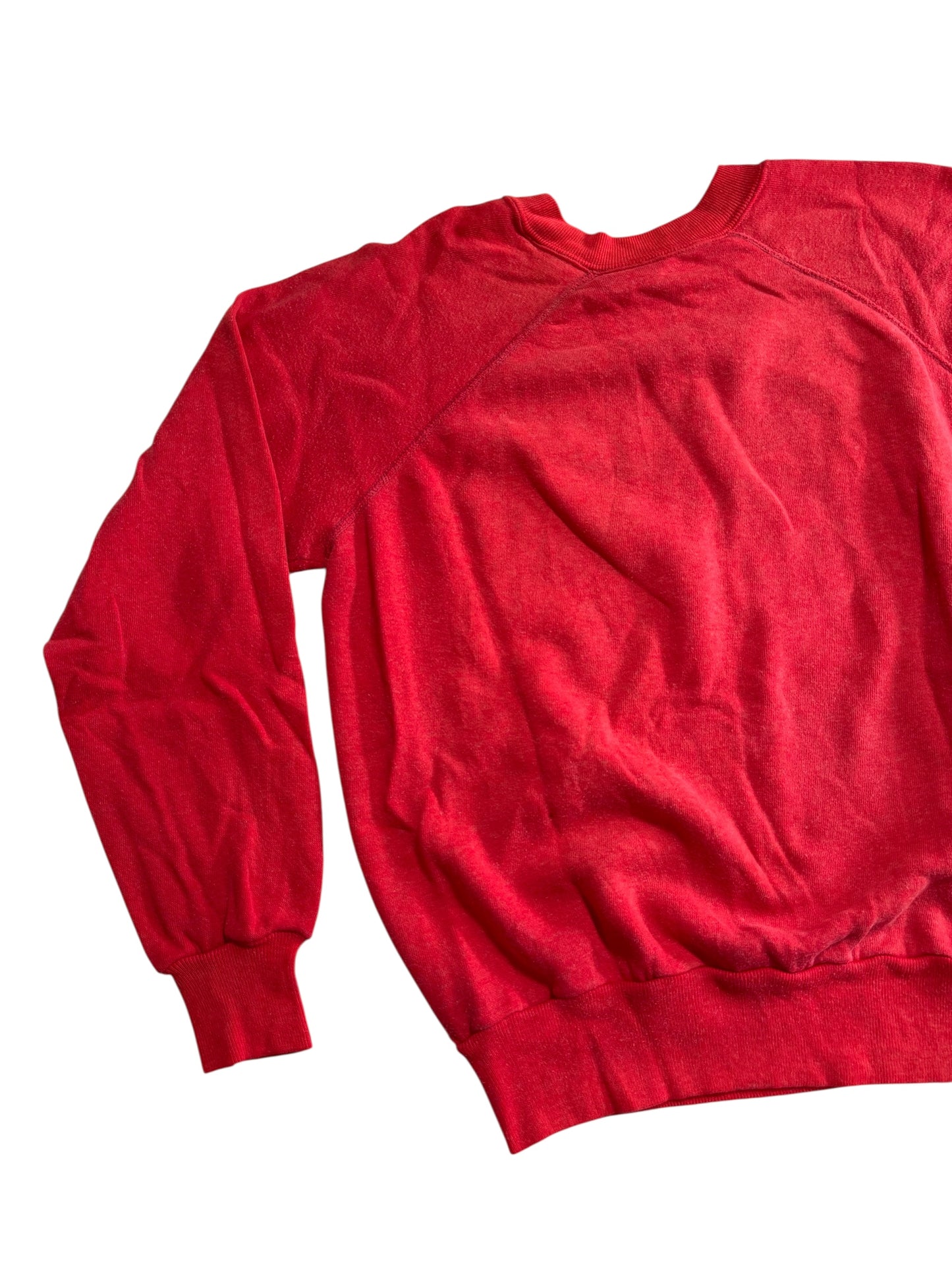 Vintage 1980s Blank Red Raglan Sweatshirt Classic Fleece Crewneck