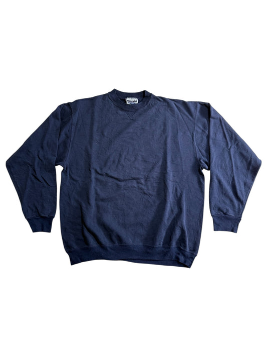 Vintage 1990s PureSweat Classic Blank Navy Crewneck Sweatshirt USA Made Heavyweight