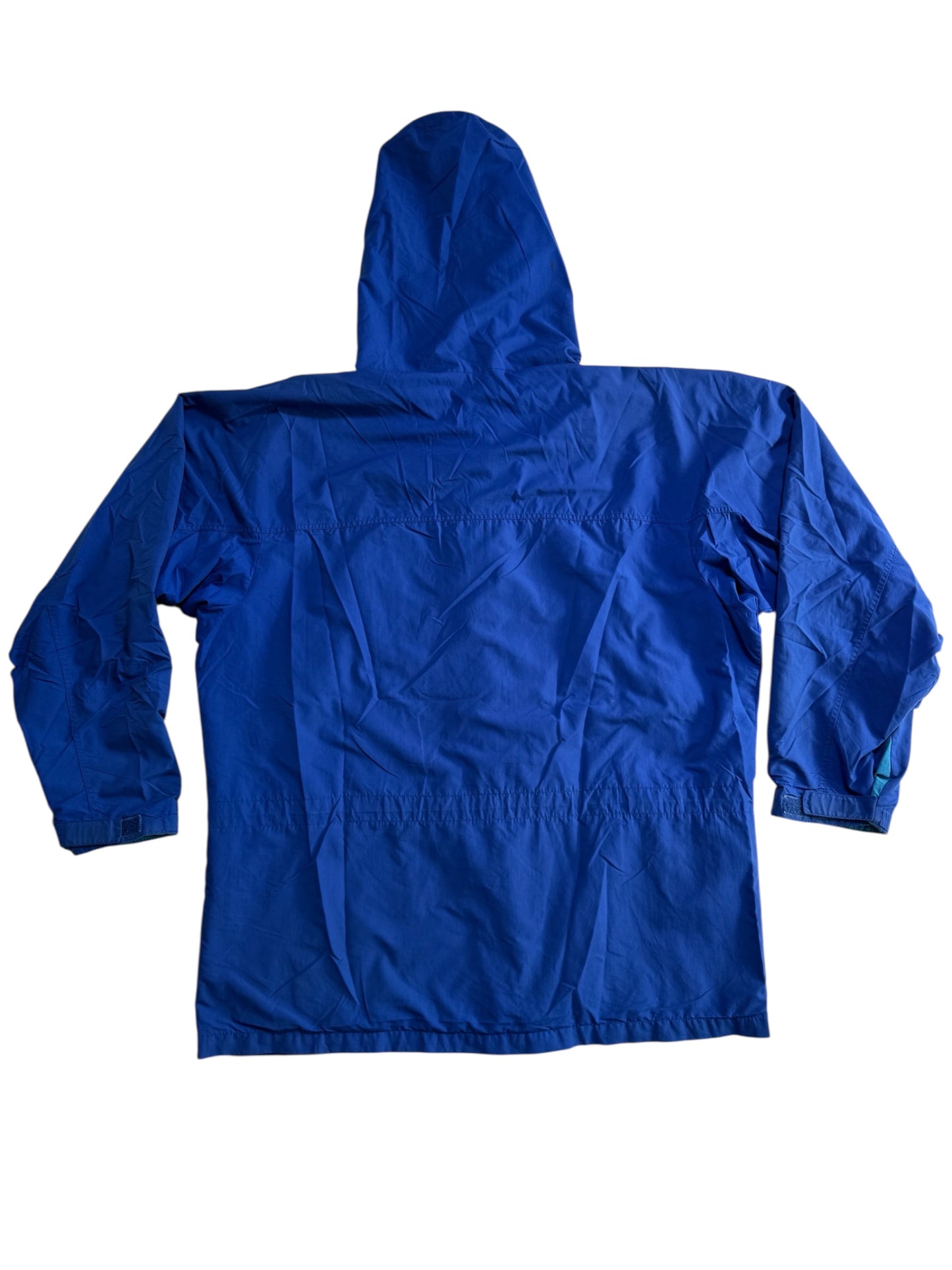 Vintage 1990s Patagonia Hooded Rain Jacket Blue Outdoor Shell Windbreaker