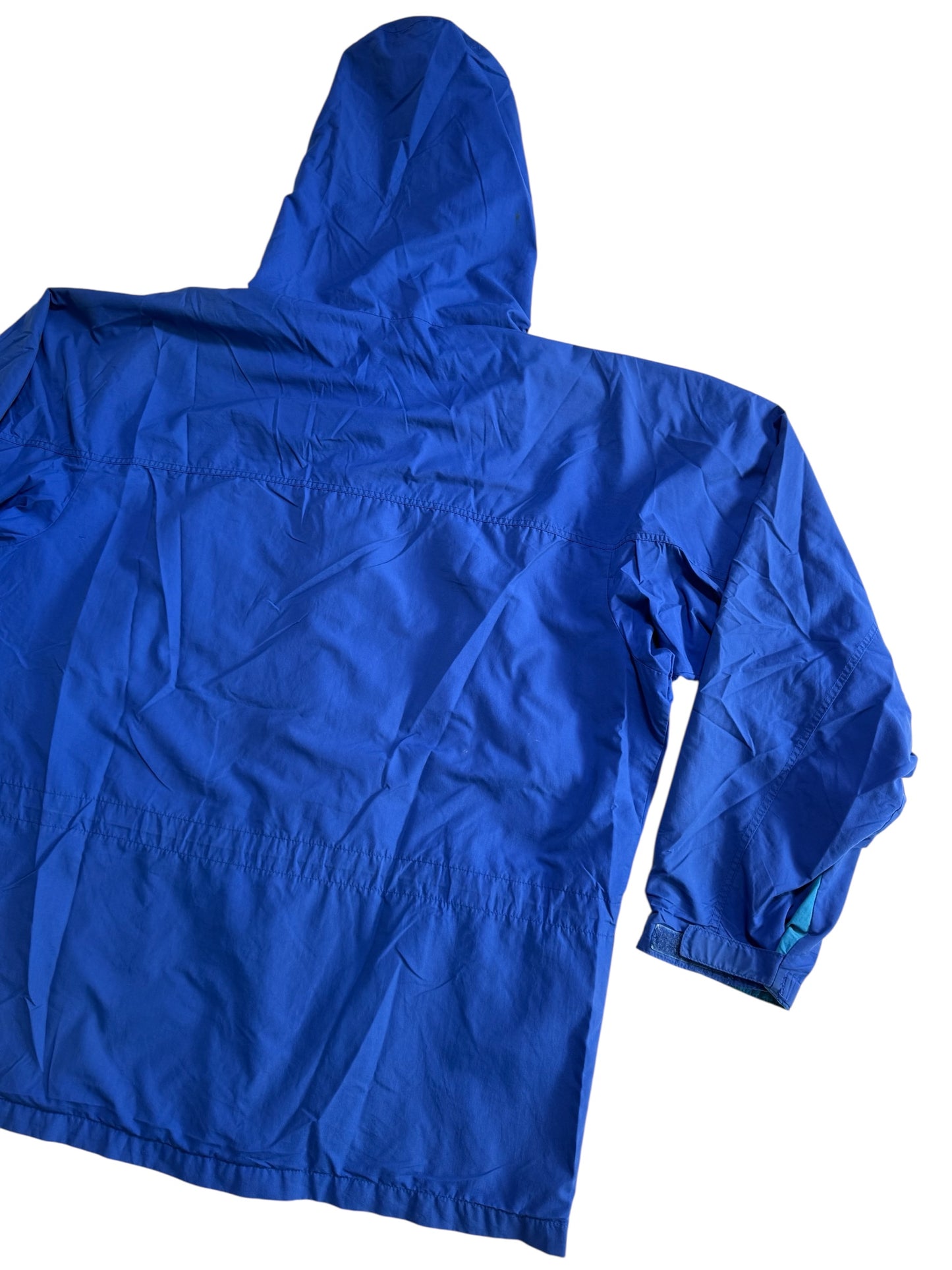 Vintage 1990s Patagonia Hooded Rain Jacket Blue Outdoor Shell Windbreaker