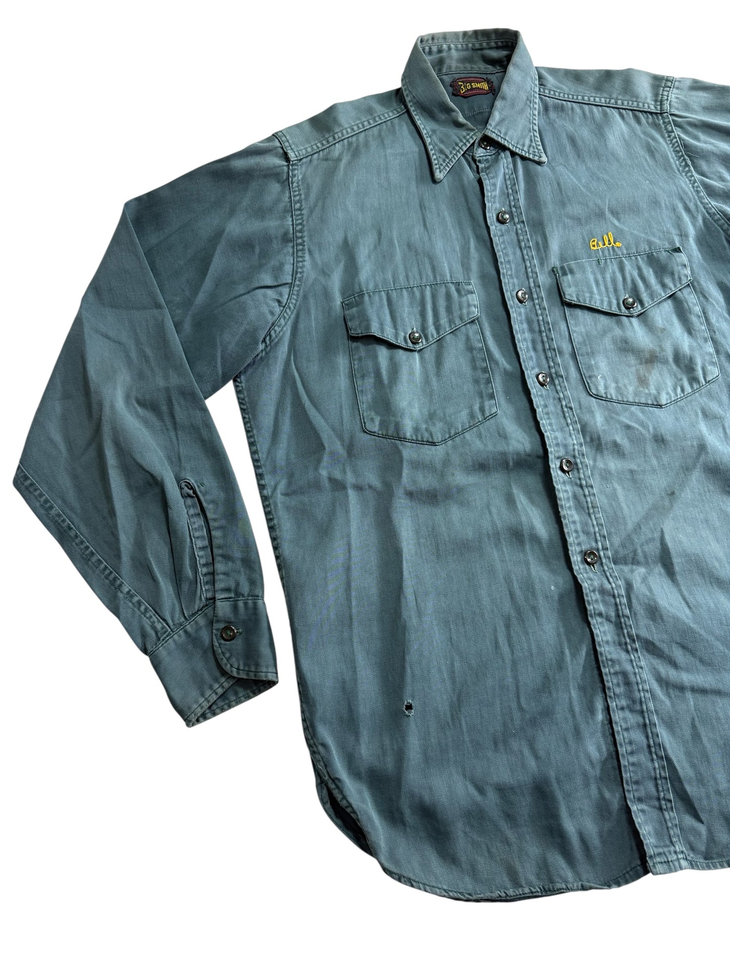Vintage 1950s-60s Big Smith Chain Stitch Work Shirt Camp Karefree Horse Shoe Lake