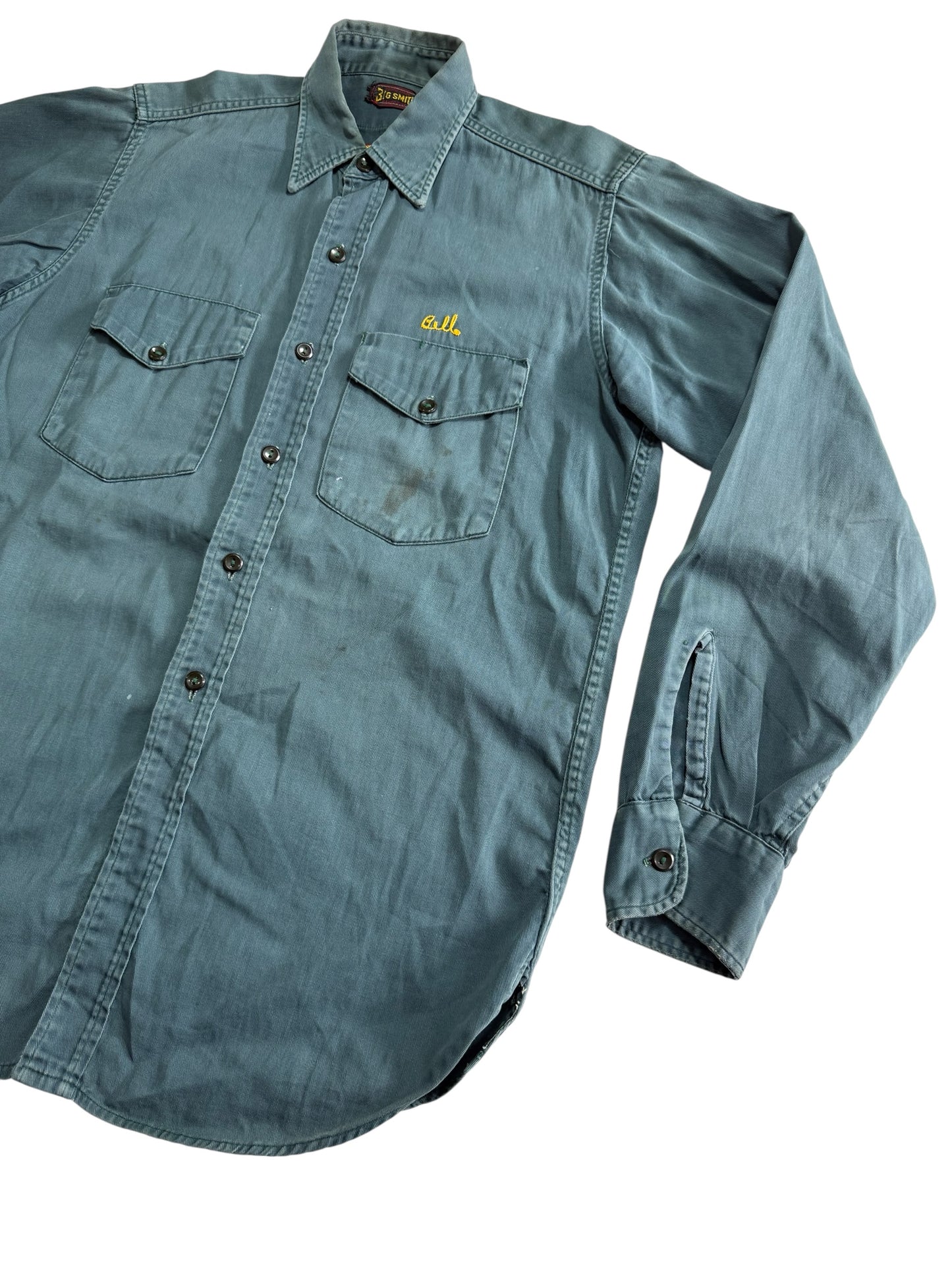 Vintage 1950s-60s Big Smith Chain Stitch Work Shirt Camp Karefree Horse Shoe Lake