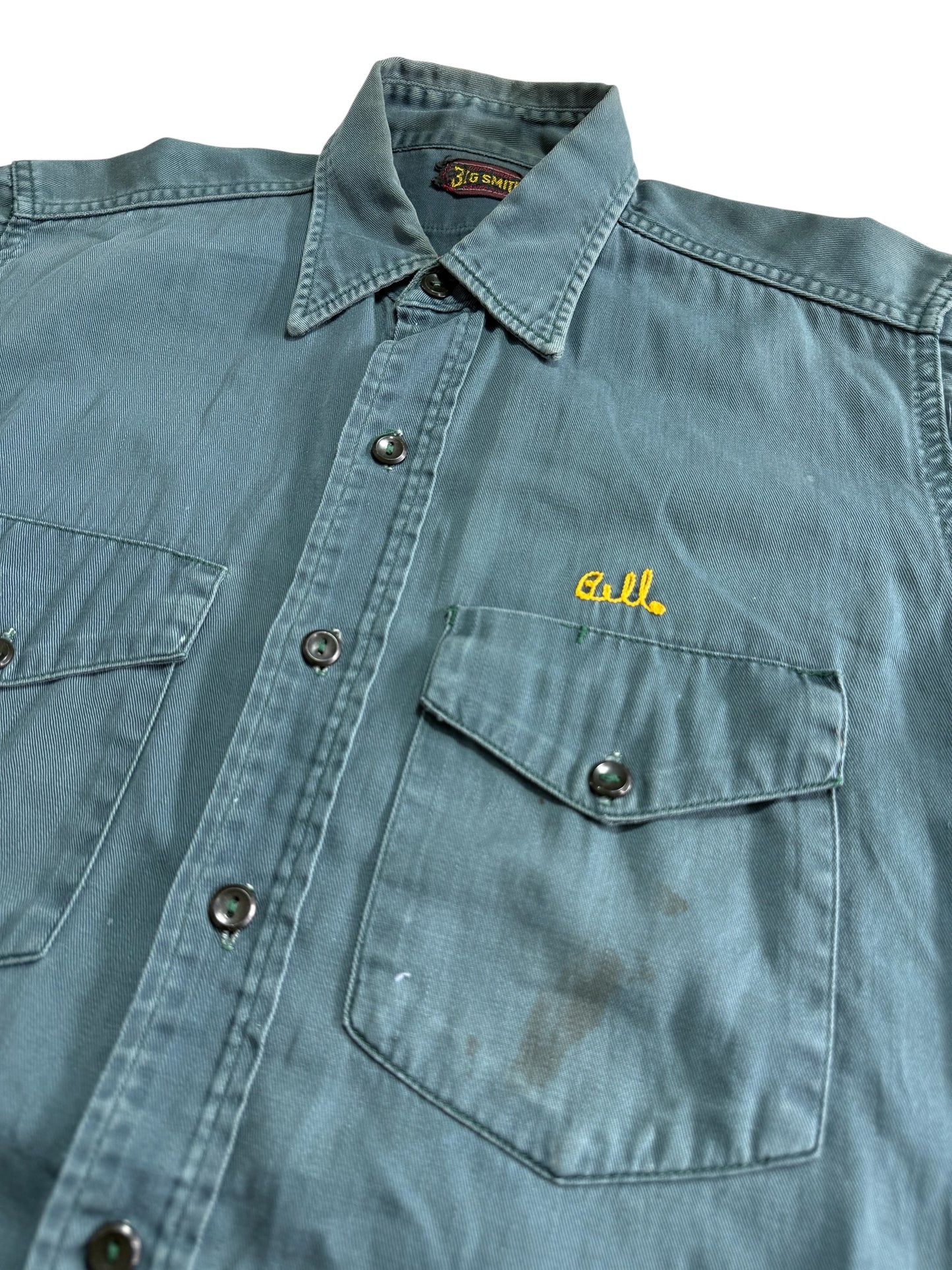 Vintage 1950s-60s Big Smith Chain Stitch Work Shirt Camp Karefree Horse Shoe Lake
